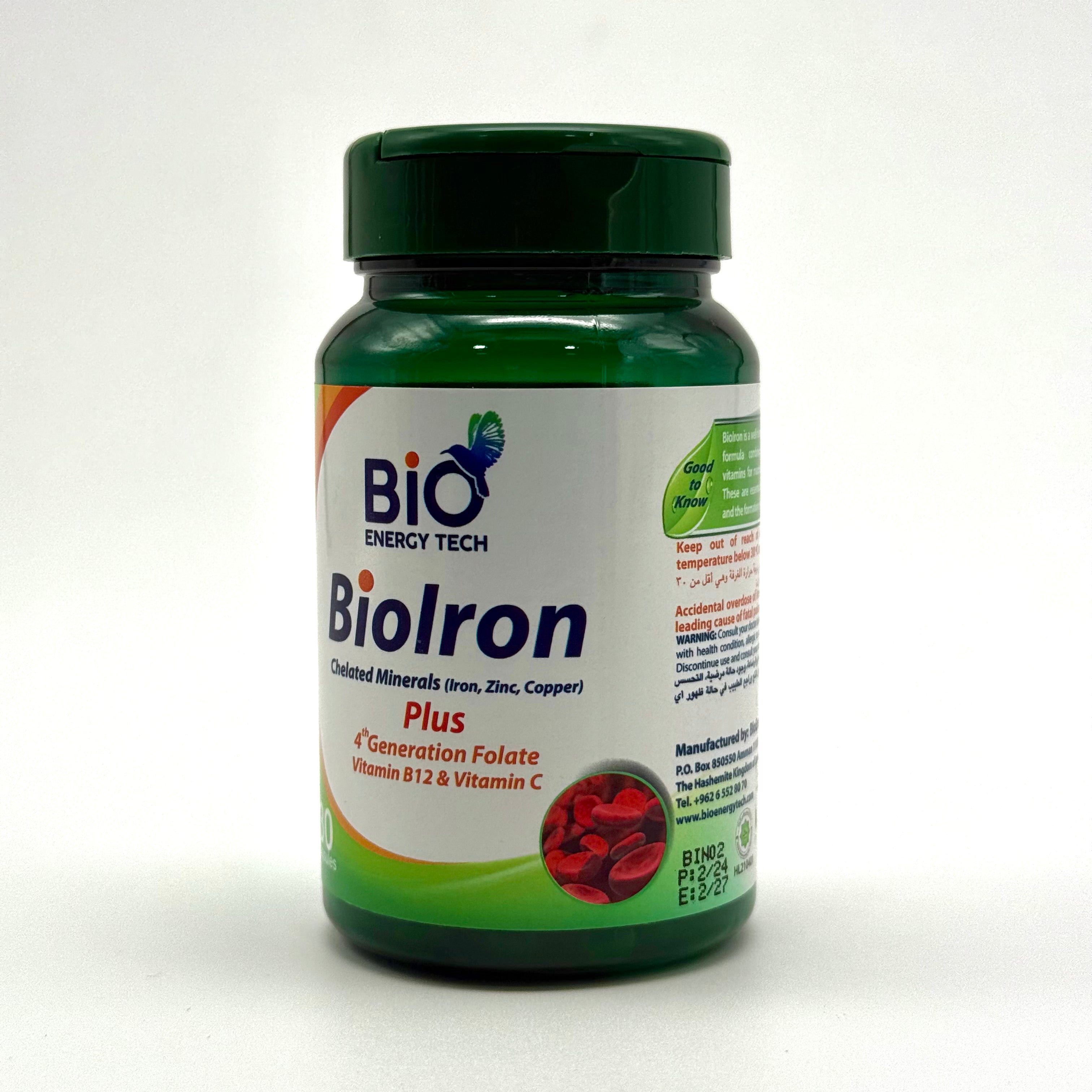 Bio Iron | Gentle Chelated Iron with Folate, Vitamin C & B12 | 30 Capsules بايو آيرون | حديد مخلّب لطيف مع فولات وفيتامين C وB12 – 30 كبسولة