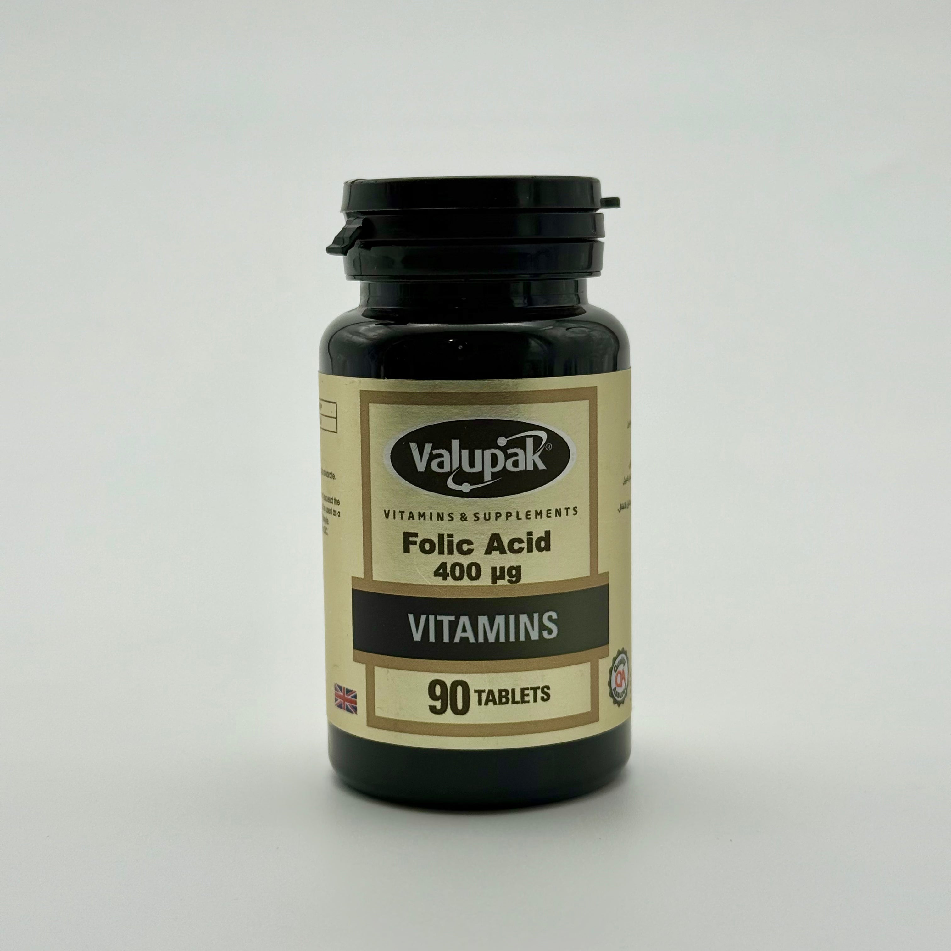 Valupak Folic Acid 400 mcg | Prenatal Support & Red Blood Cell Formation – 90 Tablets فالوباك حمض الفوليك 400 ميكروغرام | دعم الحمل وتكوين خلايا الدم – 90 قرص