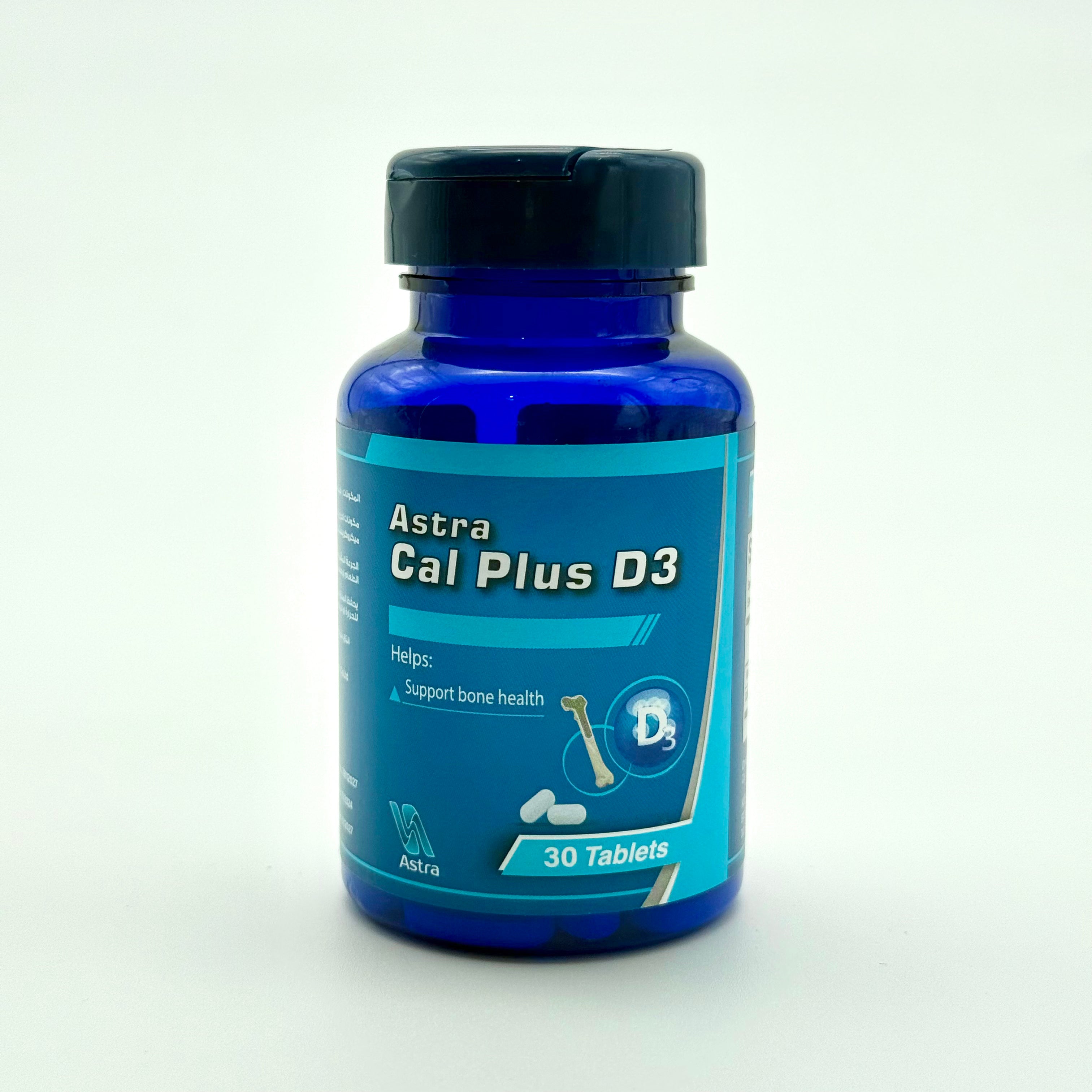 Astra Cal Plus D3 500 mg Calcium + 125 IU Vitamin D3 | 30 Tablets أسترا كال بلس دي3 500 ملغ كالسيوم + 125 وحدة فيتامين د3 | 30 حبة