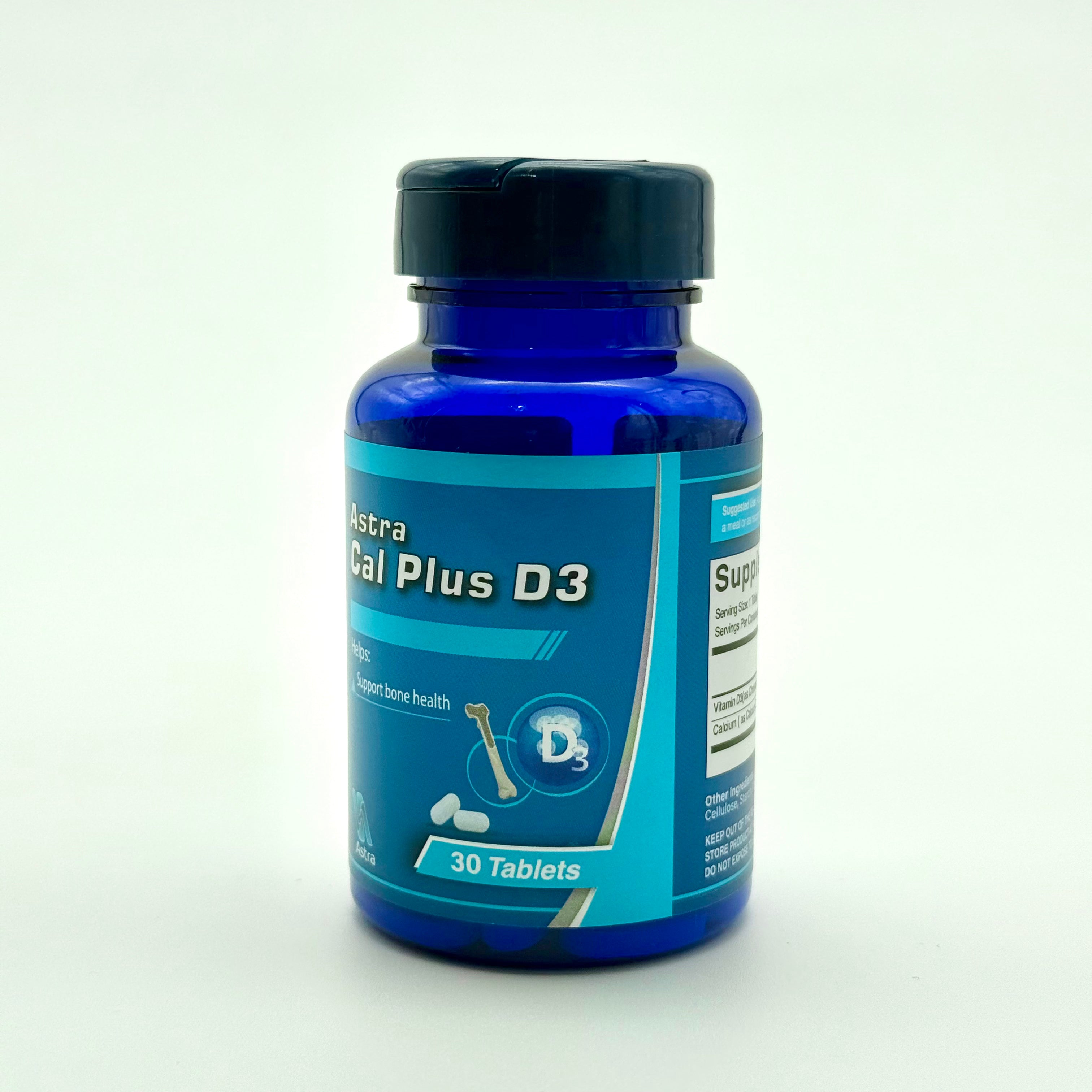 Astra Cal Plus D3 500 mg Calcium + 125 IU Vitamin D3 | 30 Tablets أسترا كال بلس دي3 500 ملغ كالسيوم + 125 وحدة فيتامين د3 | 30 حبة