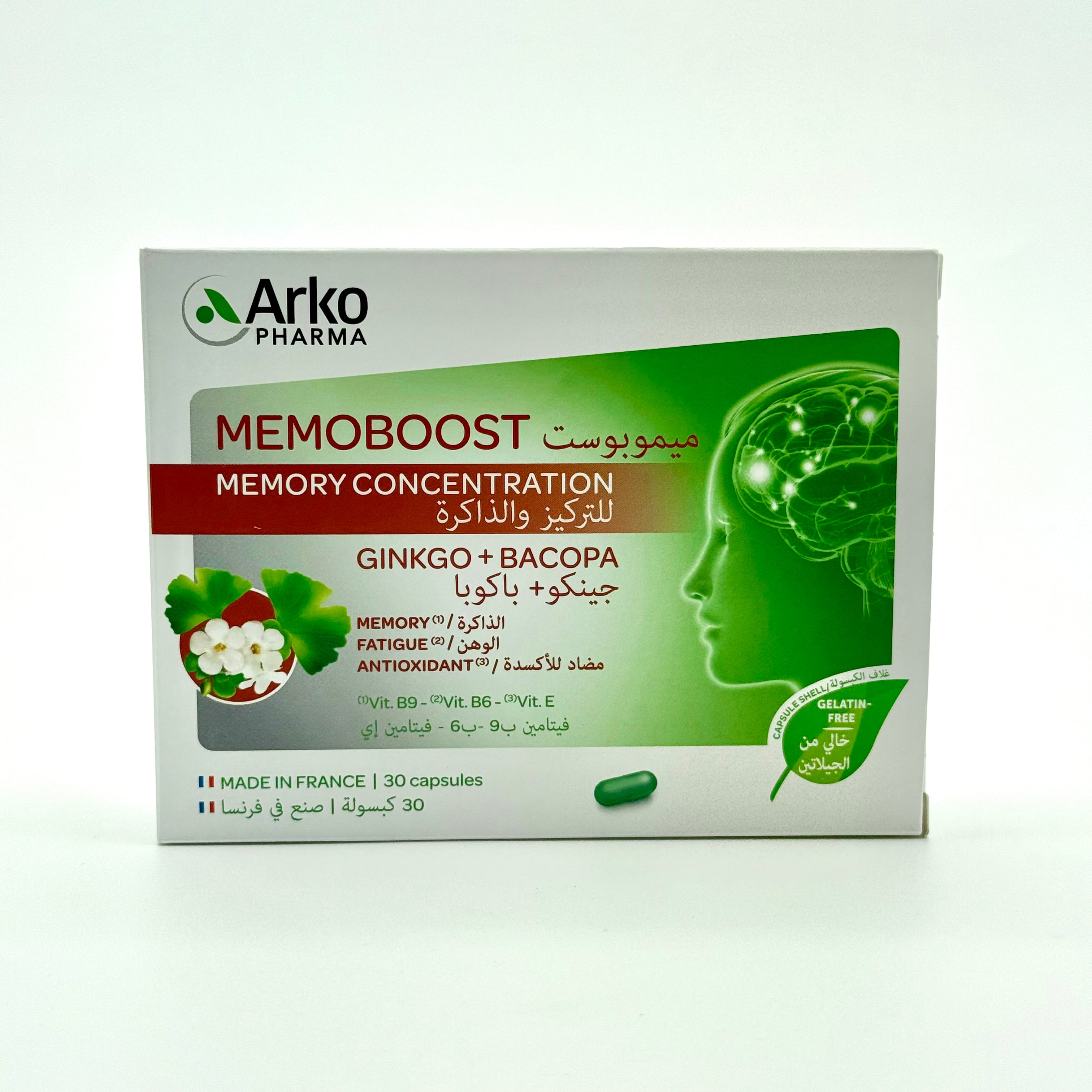 Memoboost Ginkgo + Bacopa | 30 Capsules ميموبوست جنكو + باكوبا | 30 كبسولة