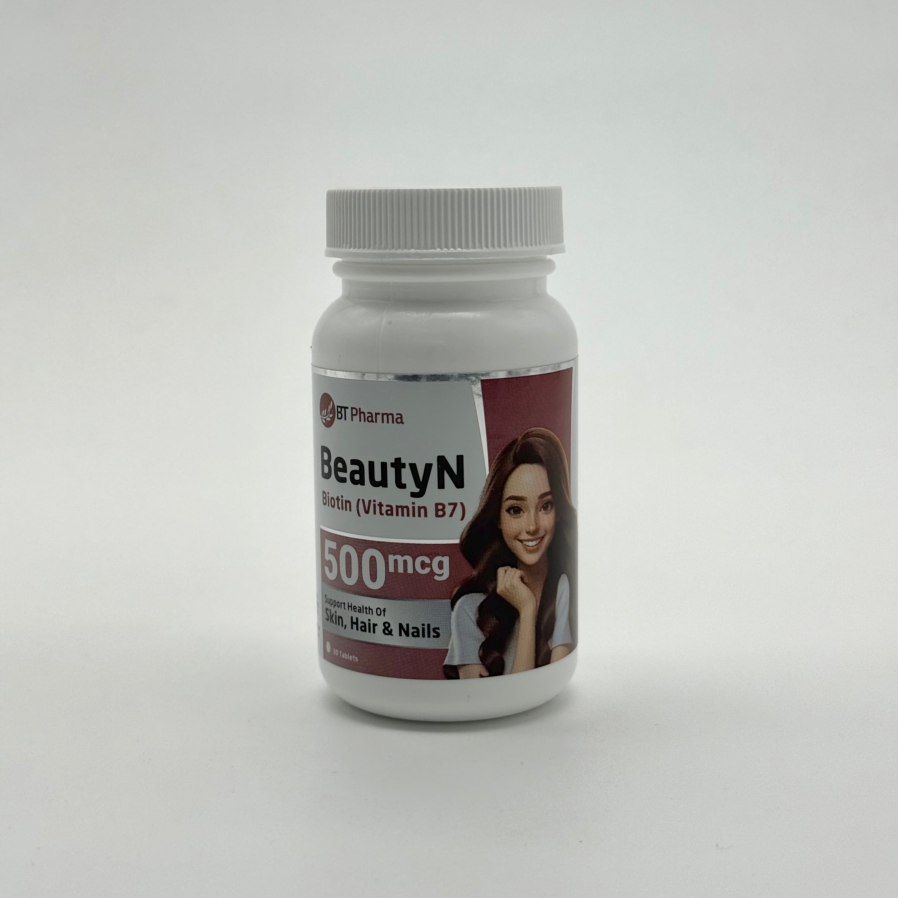 Bt Pharma BeautyN Biotin 500Mcg 30 Tablets بيوتين 500 مكغ من Bt Pharma – 30 قرص
