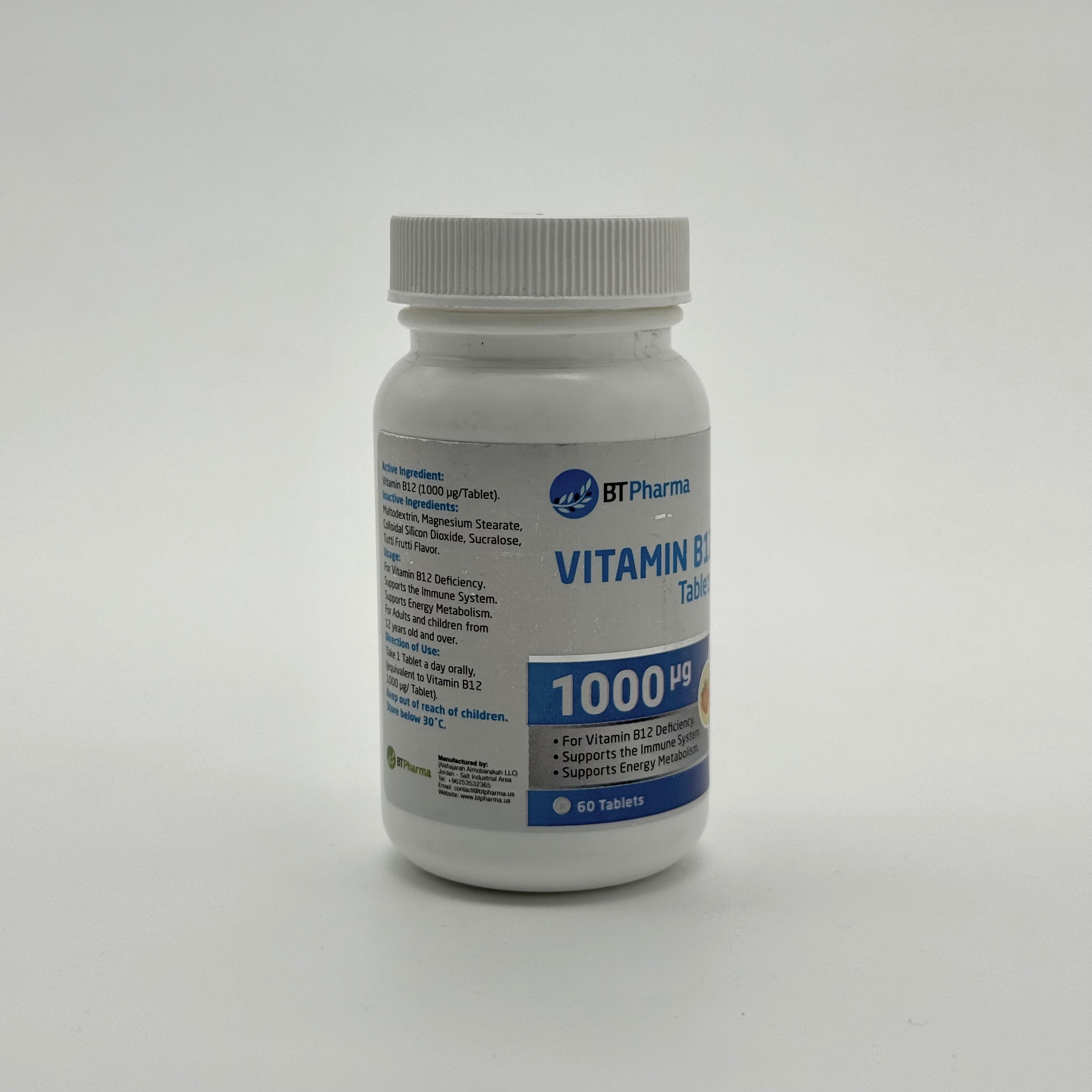 Bt Pharma B12 1000 mcg | 60 Tablets بي تي فارما ب12 1000 مكغ | 60 قرص