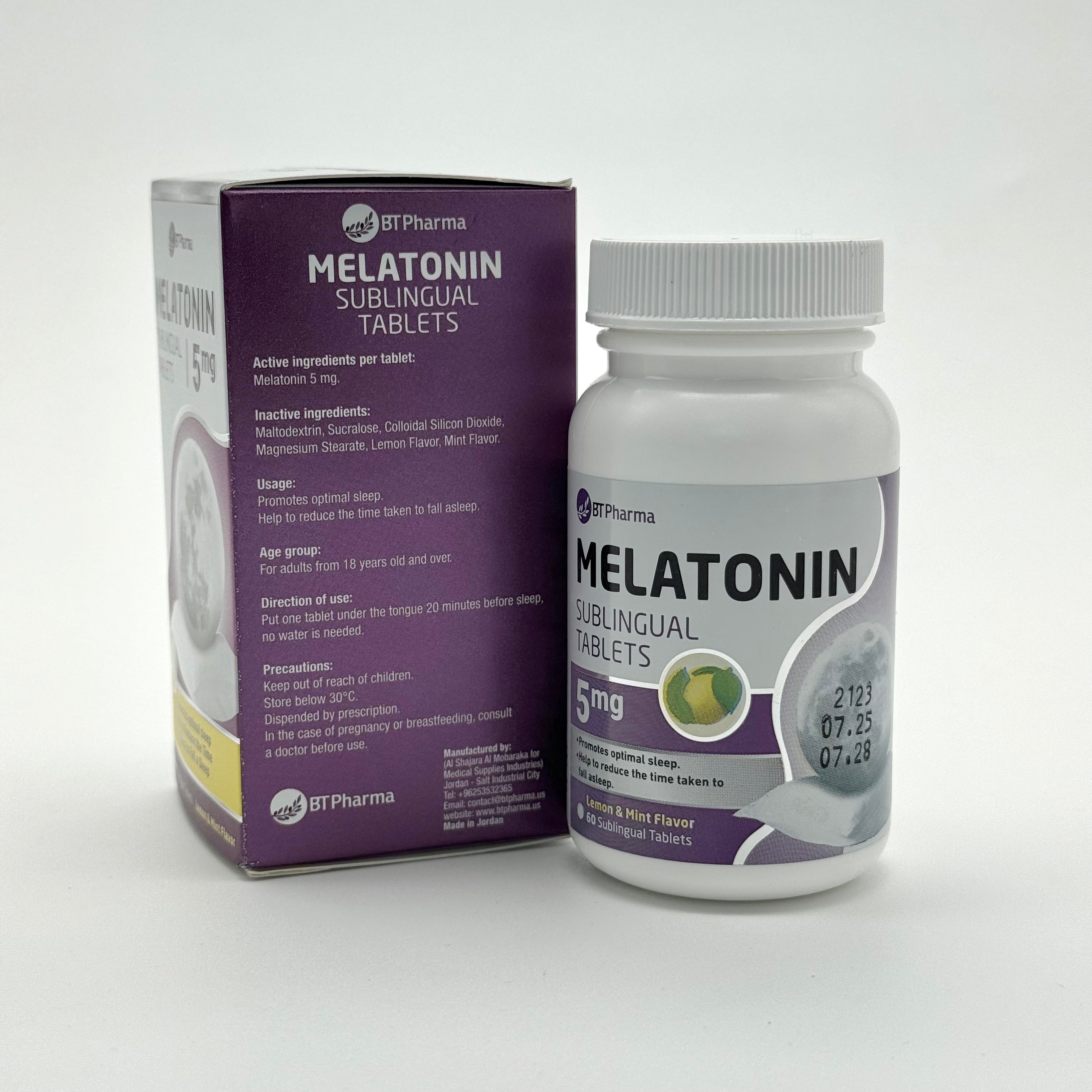 Bt Pharma Melatonin 5 Mg Sublingual 60 Tablets بي تي فارما ميلاتونين 5 ملغ تحت اللسان 60 قرص