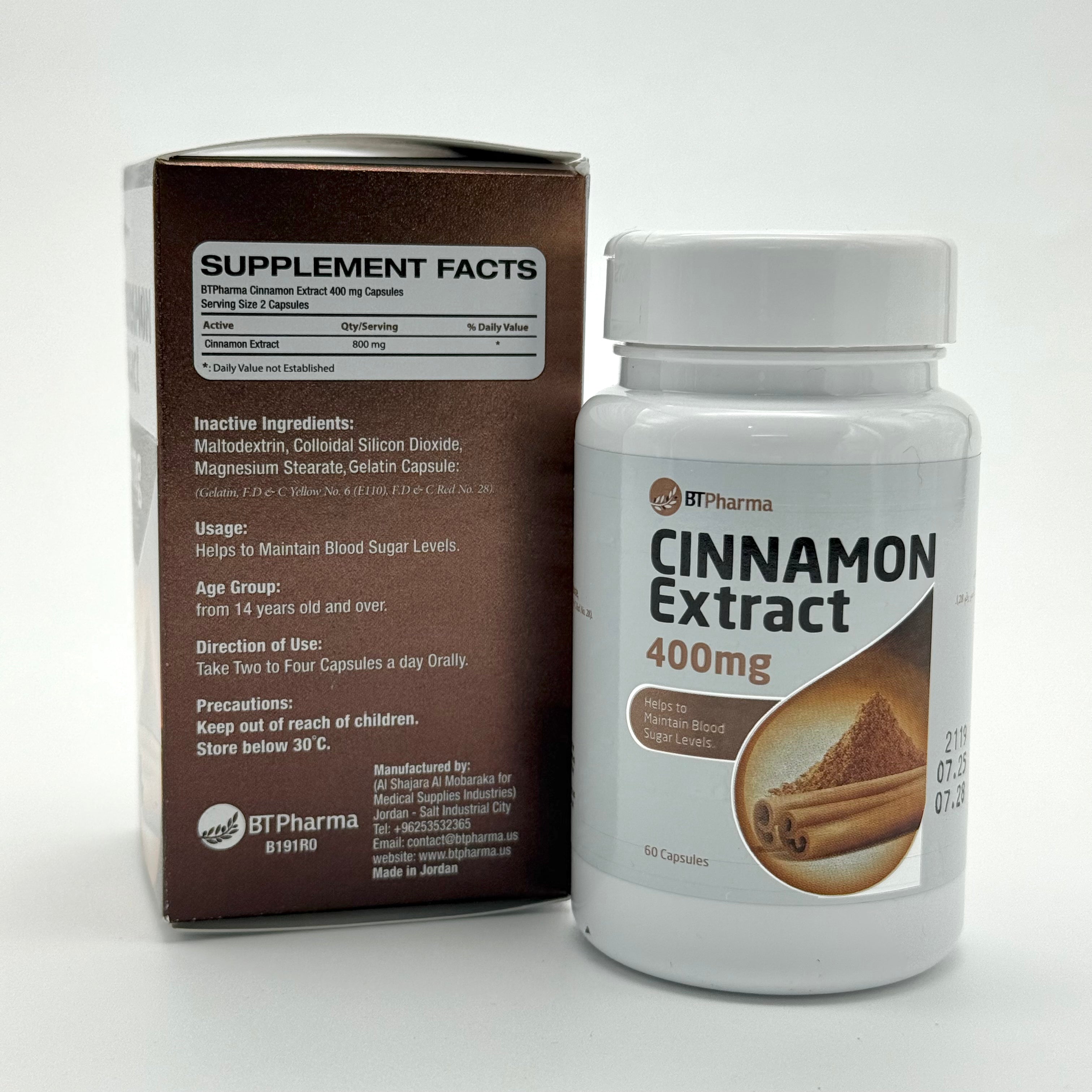 BT Pharma Cinnamon Extract 400mg 60 Capsules بي تي فارما خلاصة القرفة 400 ملغ 60 كبسولة