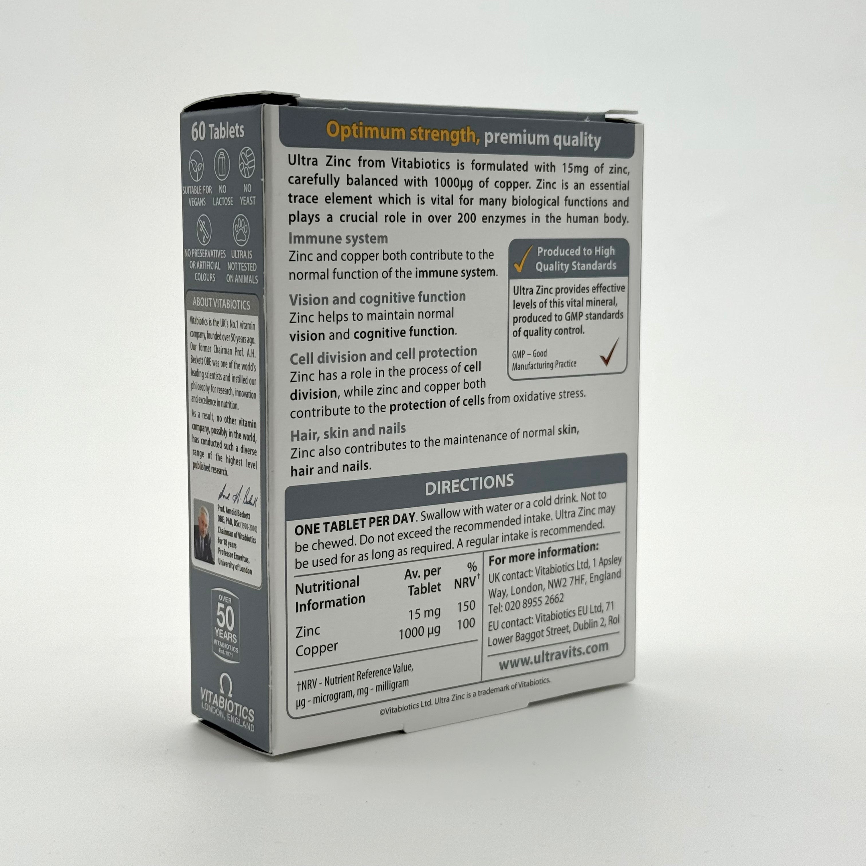 Vitabiotics Ultra Zinc 15 Mg 60 Tablets فيتابيوتيكس ألترا زنك 15 مجم 60 قرص