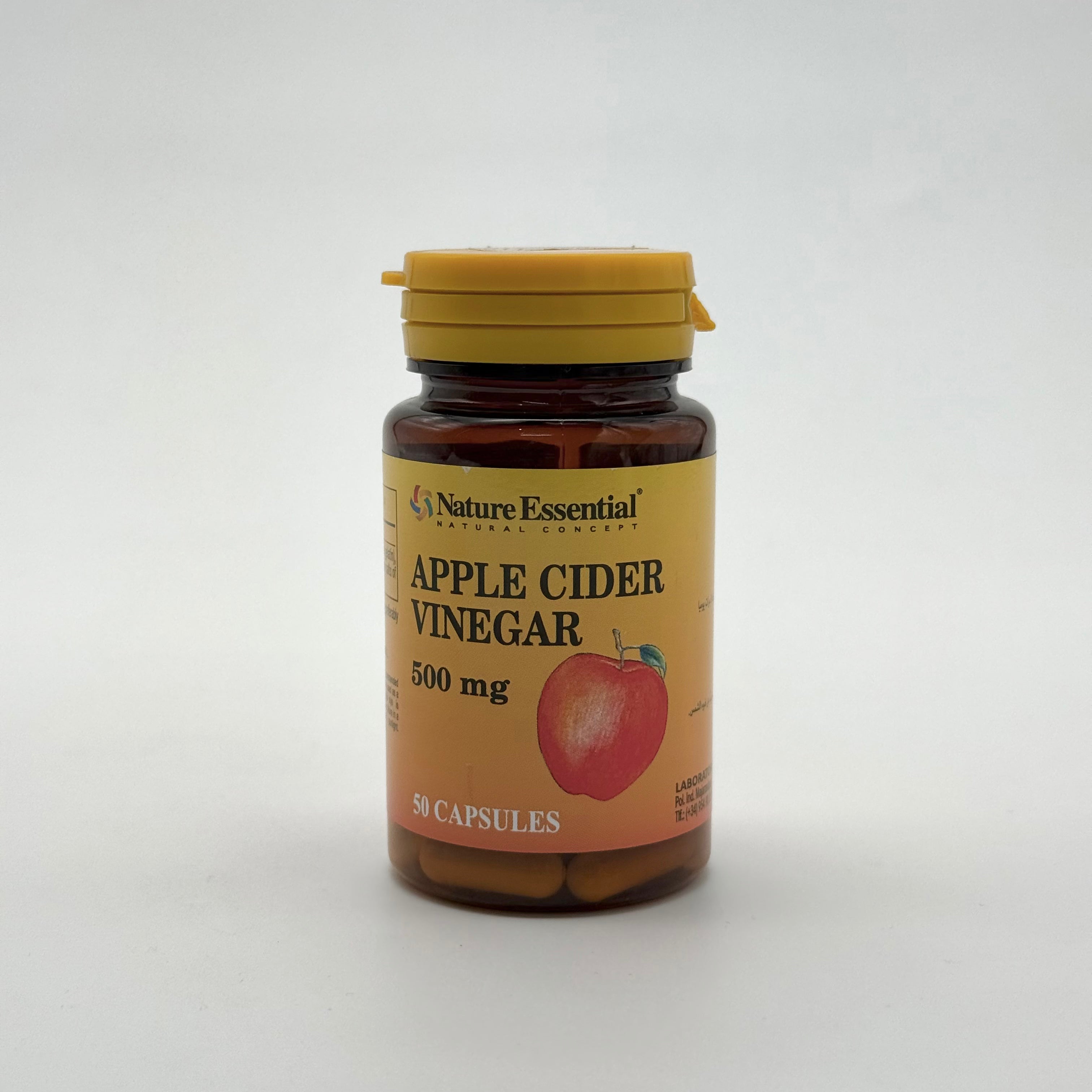 Nature Essential Apple Vinegar 500mg 50 Capsules نيتشر إسِينشال خل التفاح 500 ملغ 50 كبسولة