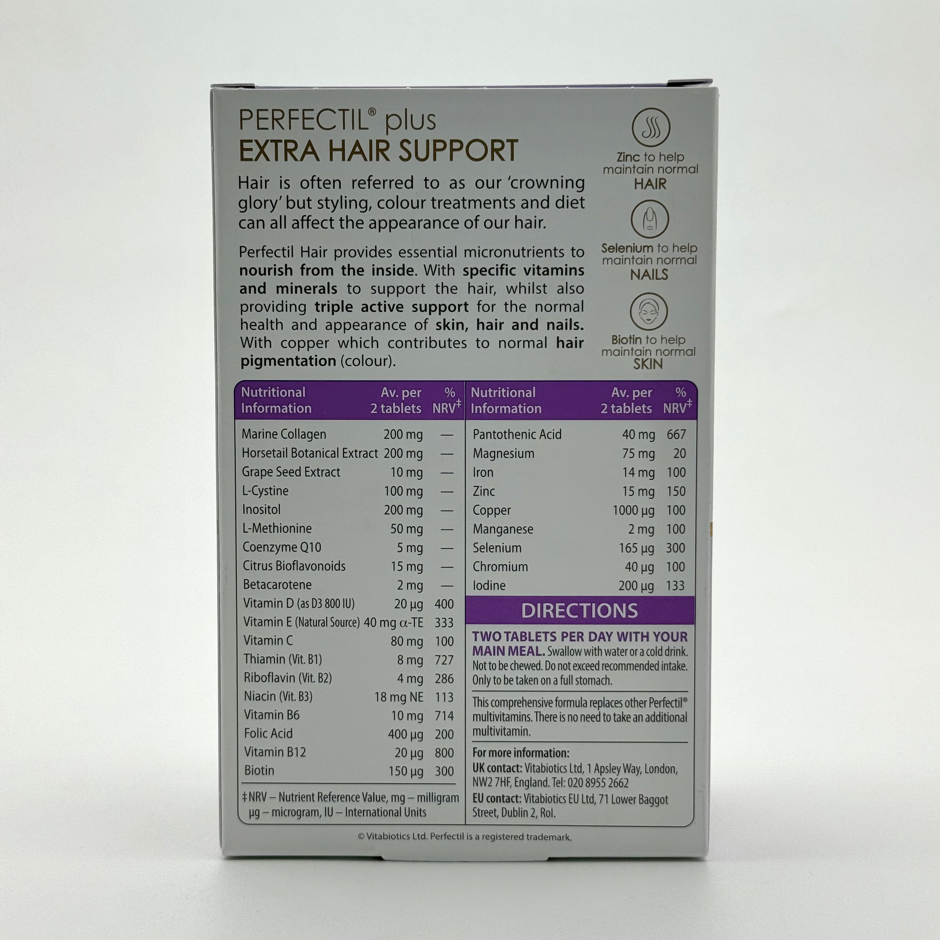Vitabiotics Perfectil Hair 60 Tablets فيتابيوتيكس بيرفكتيل هير – 60 قرص