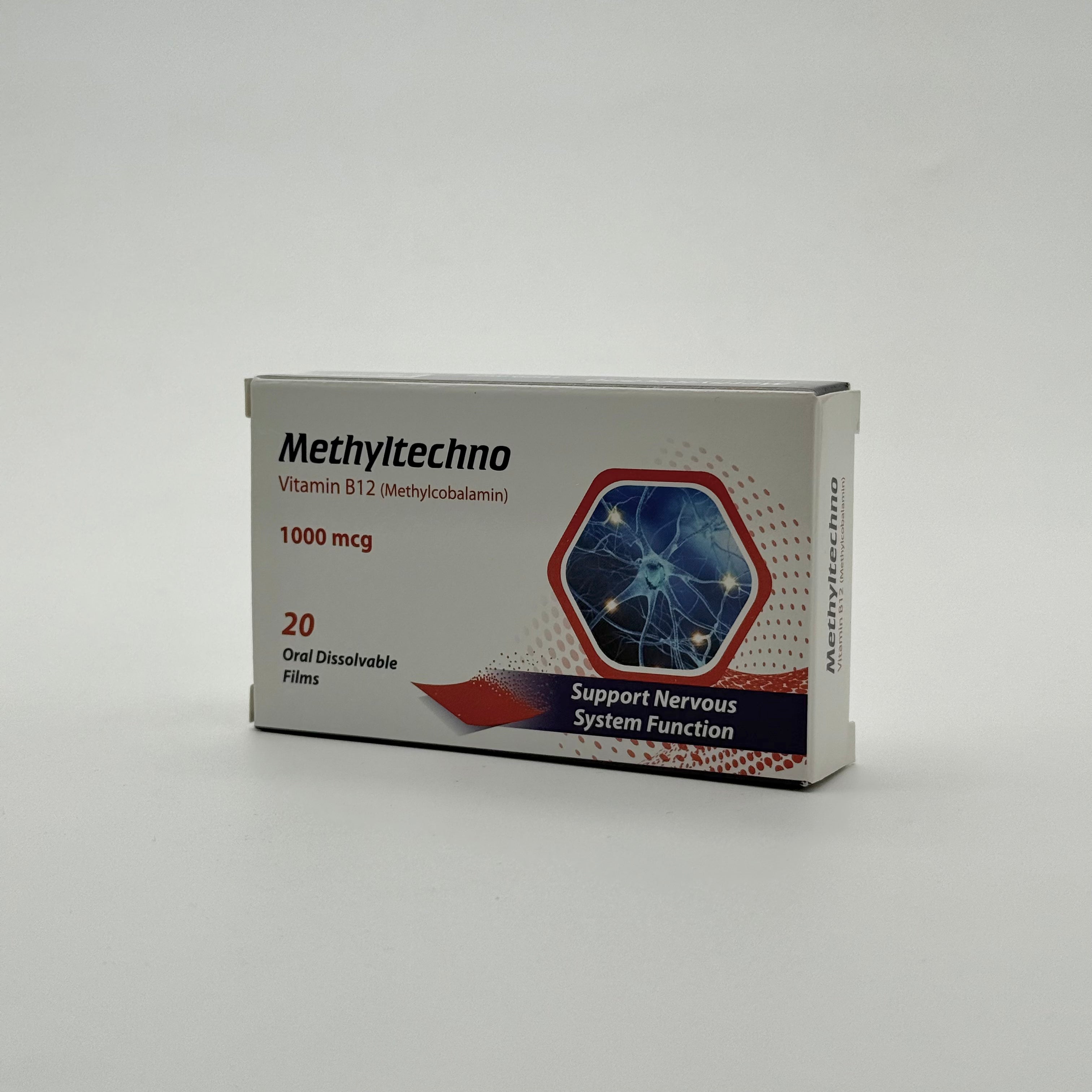 Methyltechno 1000mcg 20 Oral Dissolvable Films ميثيلتكنو 1000 مكغ – 20 شريط فموي ذائب