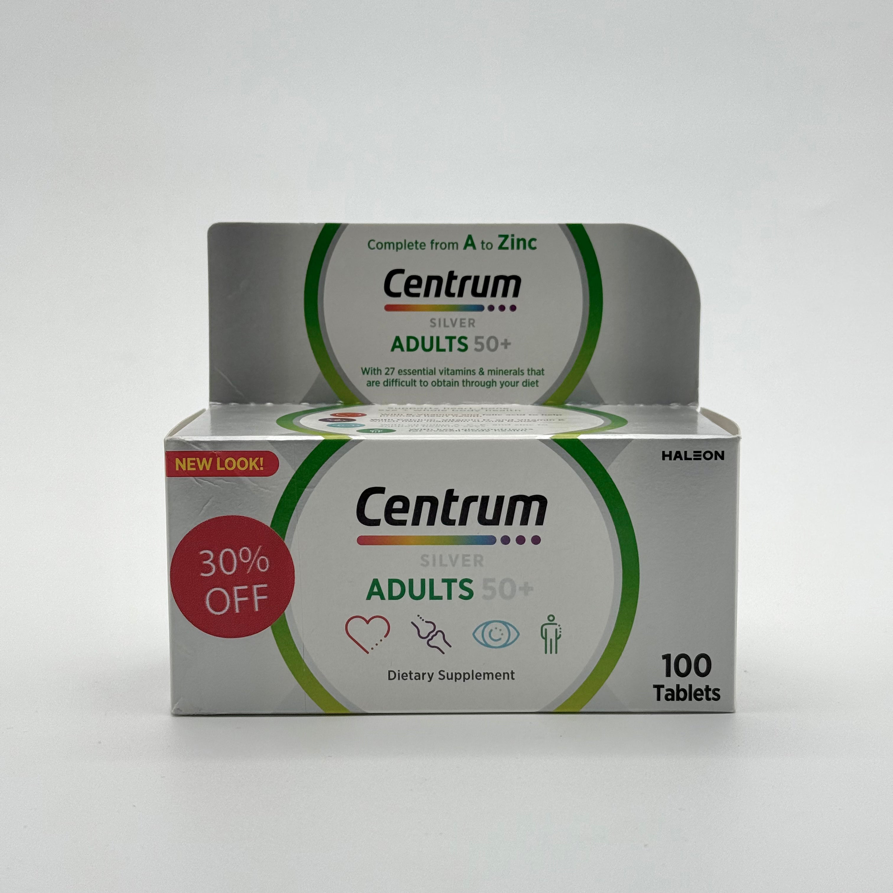 Centrum Silver Adult 50+ Multivitamin 100 Tablets سينترام سيلفر للبالغين +50 متعدد الفيتامينات 100 قرص