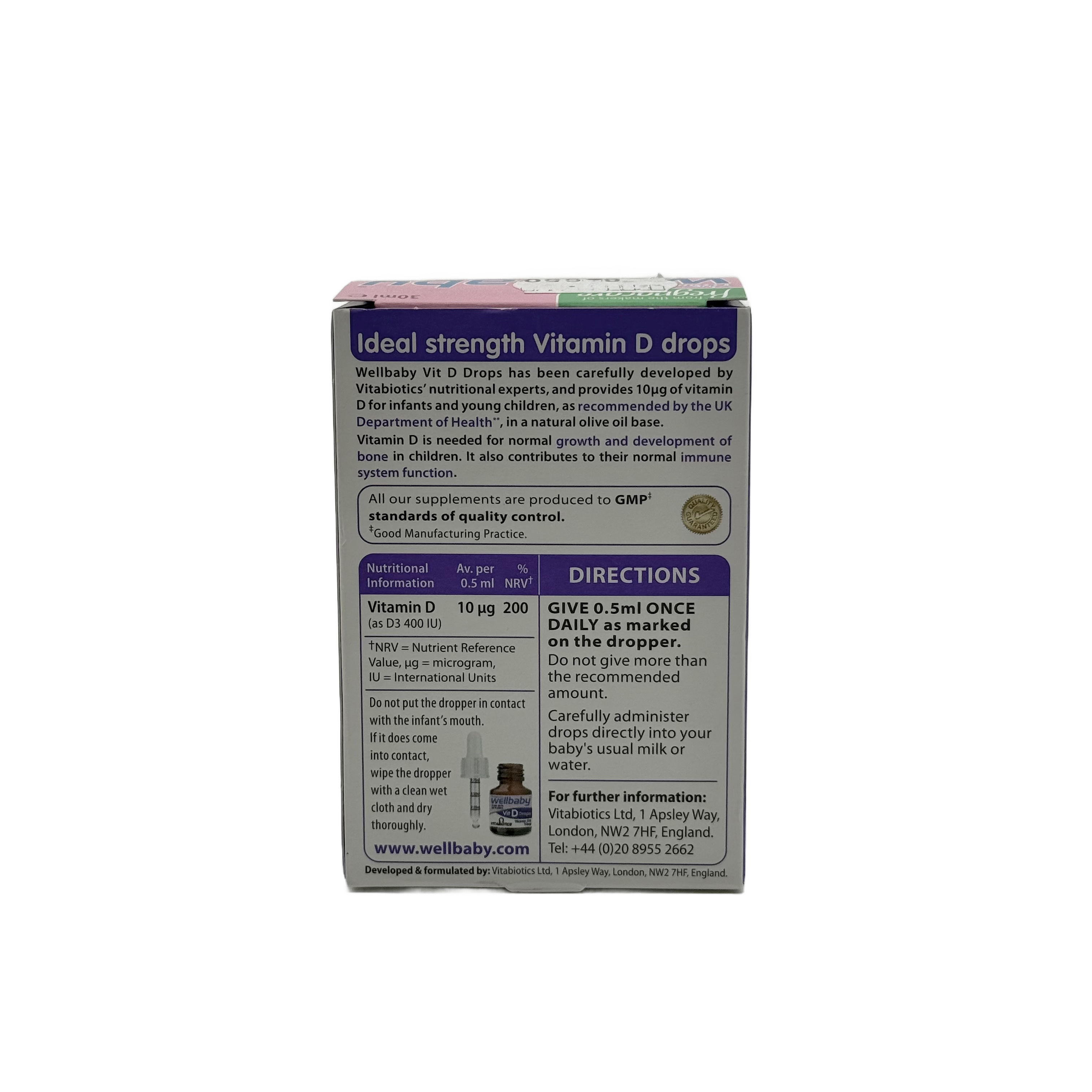 vitabiotics Wellbaby Vitamin D Drops 30ml - فيتابيوتيكس ويل-baby فيتامين د دروبس 30 مل