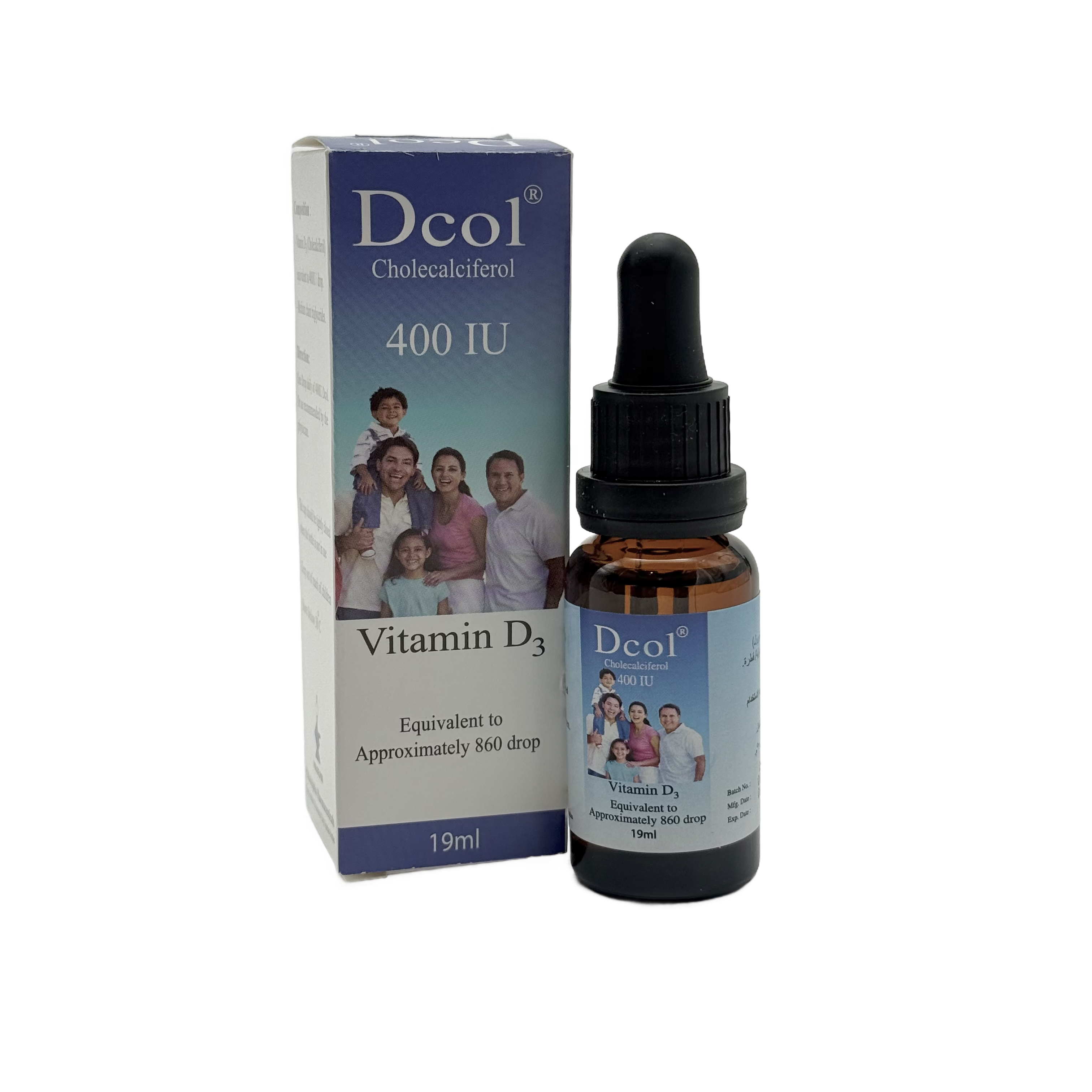 Dcol Vitamin D3 400IU 19ml Drops  - ديكول فيتامين د3 400 وحدة دولية 19 مل نقط