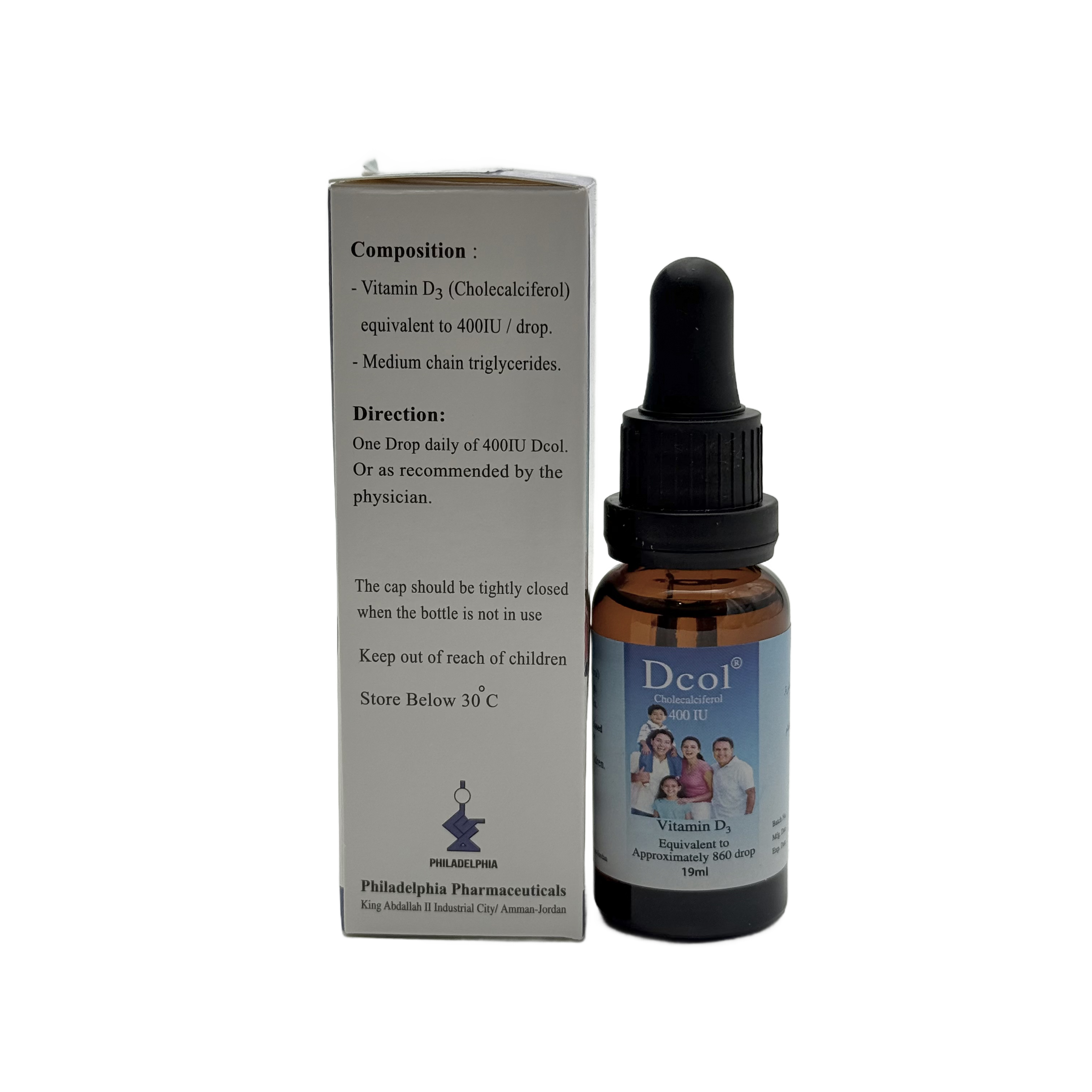 Dcol Vitamin D3 400IU 19ml Drops  - ديكول فيتامين د3 400 وحدة دولية 19 مل نقط