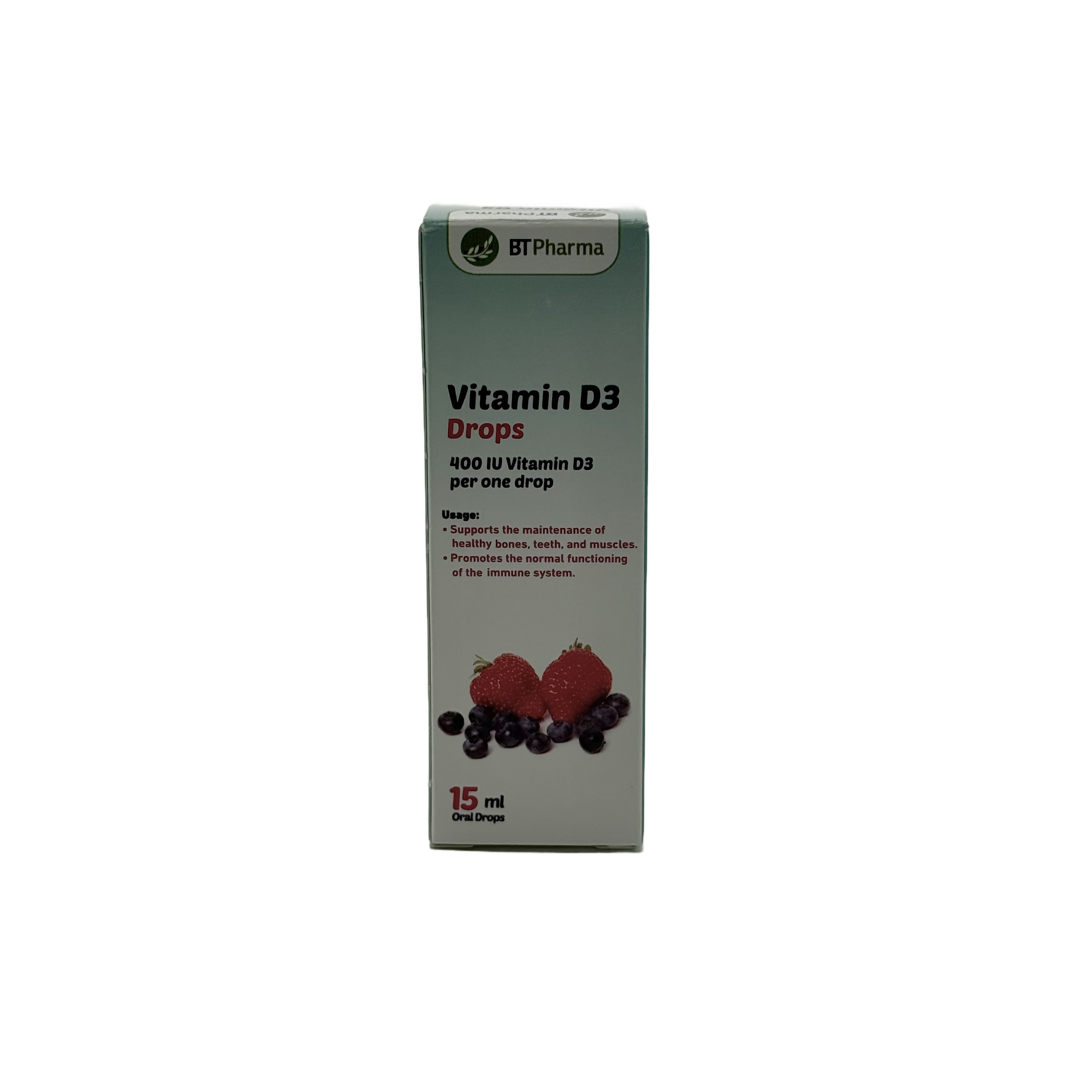 BT Pharma Vitamin D3 400IU Drops 15ml بي تي فارما فيتامين د3 400 وحدة دولية 15 مل قطرات