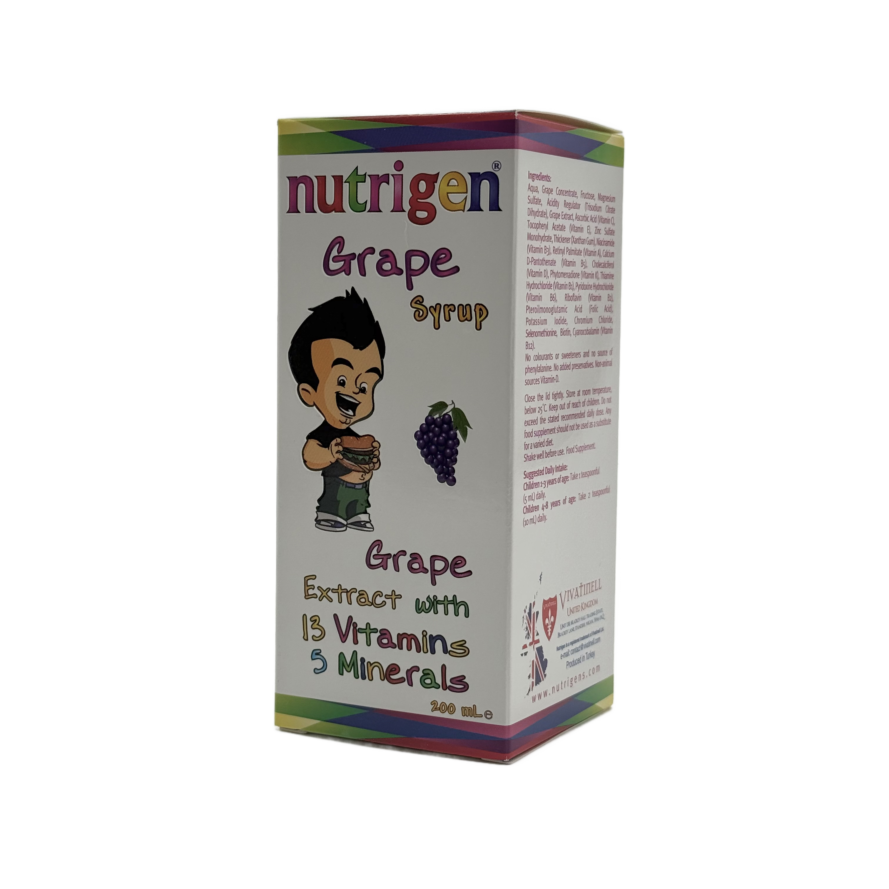 Nutrigen Grape Syrup 200ml شراب نوتريجين بنكهة العنب للأطفال 200 مل