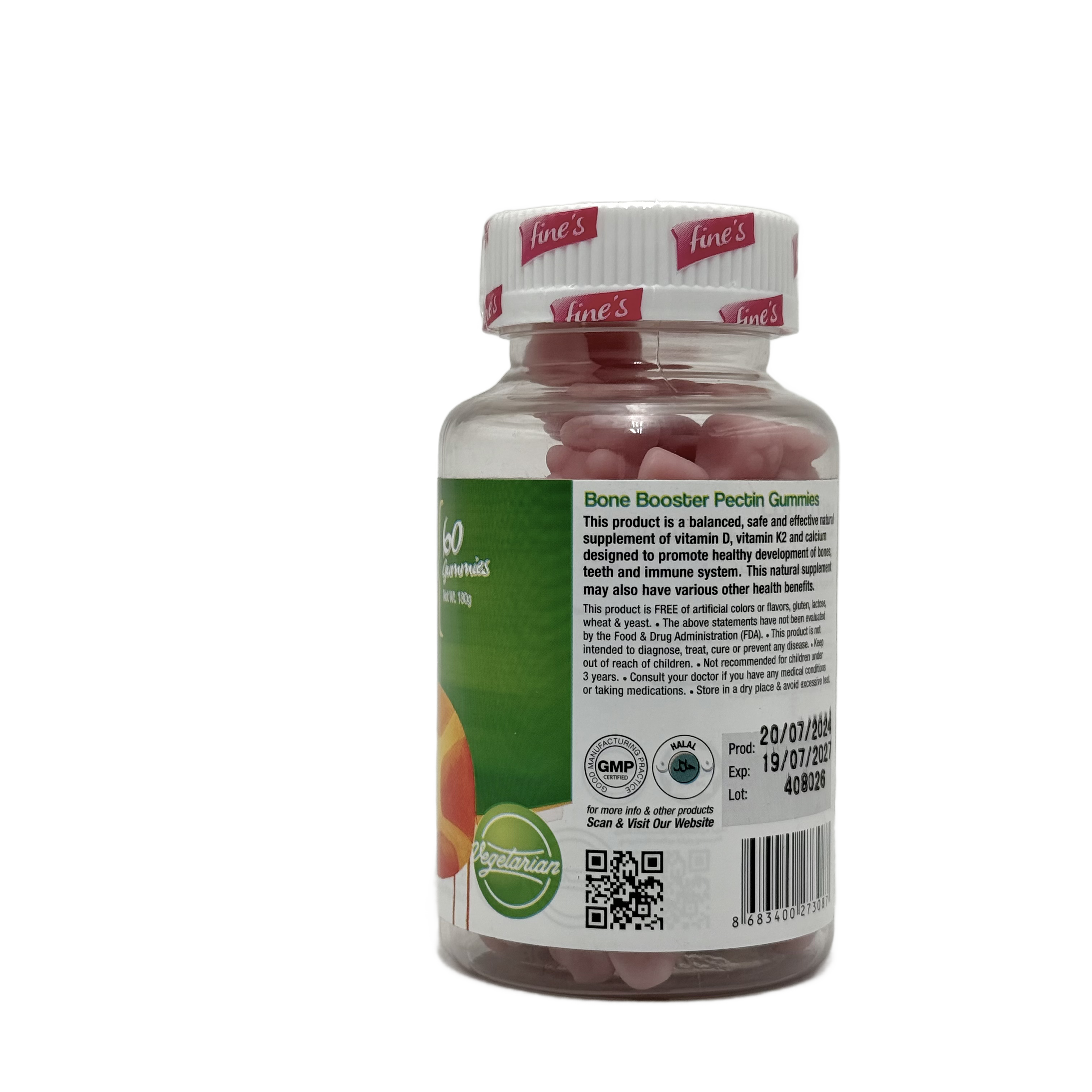 Fines Vitamin D and Calcium 60 Gummies  - فاينز فيتامين دال وكالسيوم 60 جيلي