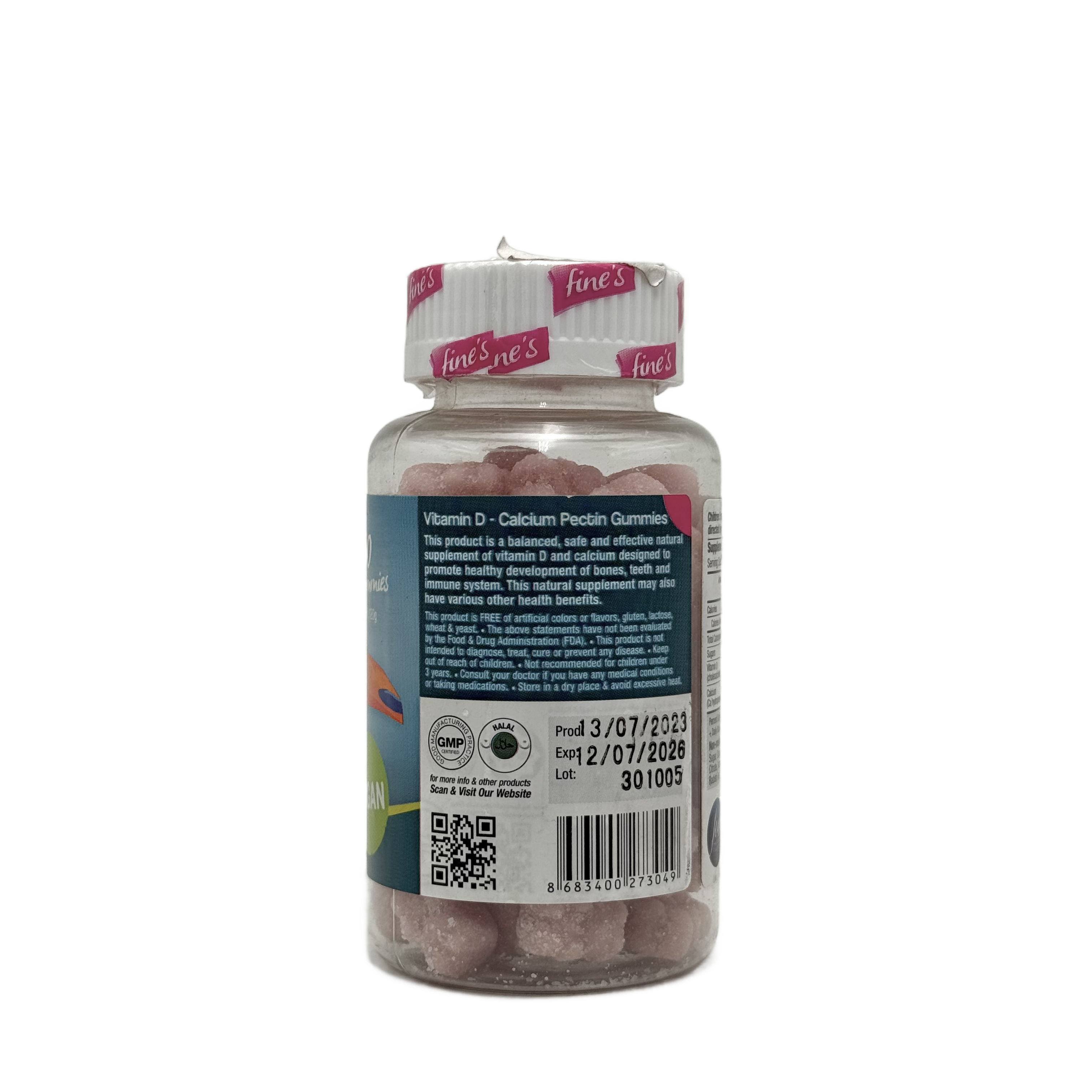 Fines Vitamin D and Calcium 60 Gummies -  فاينز فيتامين دال وكالسيوم 60 جيلي