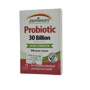 Jamieson Probiotics Extra Strength 30 Billion – 15 Capsules  - جاميسون بروبيوتيكس قوة إضافية 30 مليار – 15 كبسولة