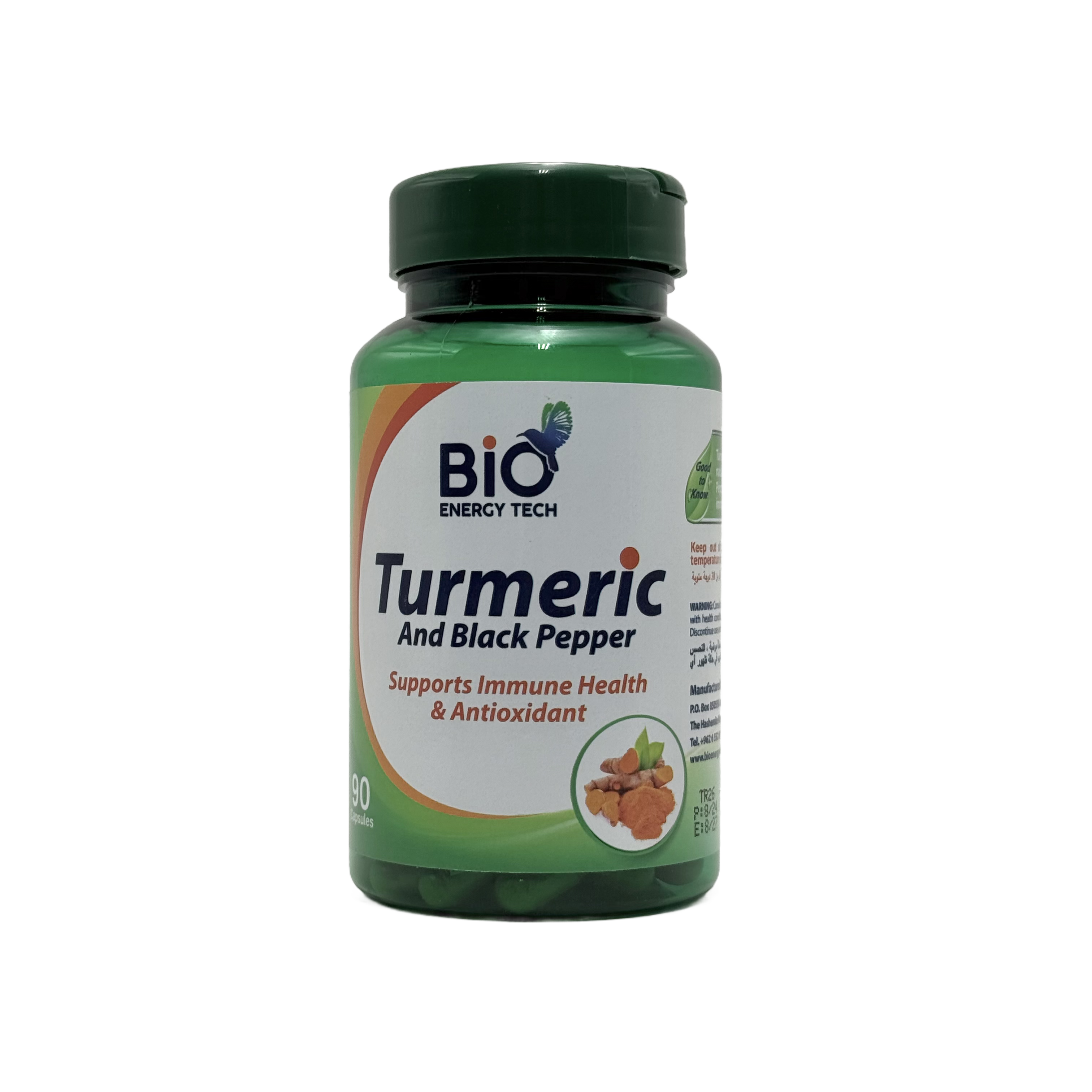 BioEnergy Tech Turmeric and Black Pepper 550 mg 90 Capsules  - بايو إنرجي تك كركم مع فلفل أسود 550 ملغ 90 كبسولة