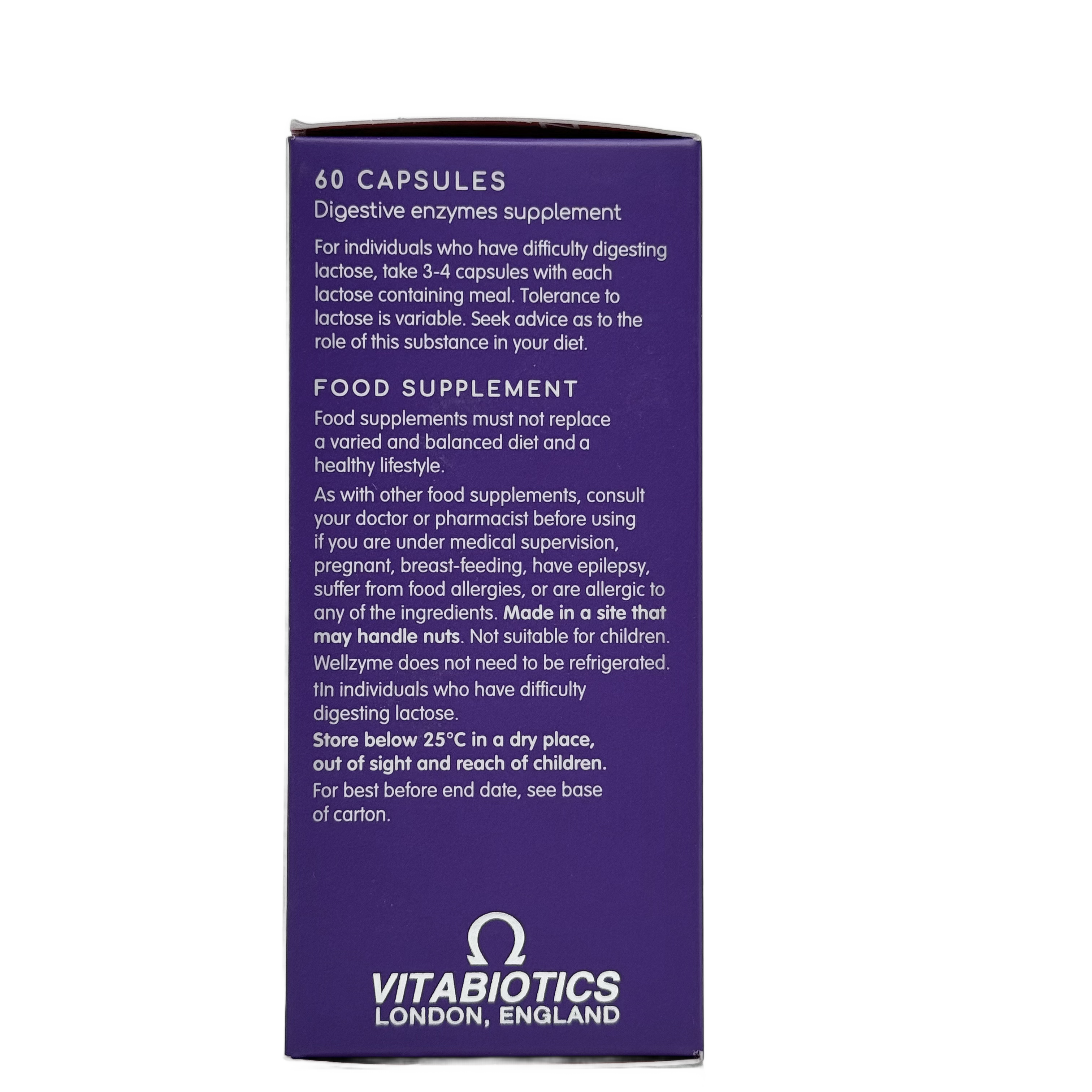 Vitabiotics Wellzyme Digestive Enzymes Advanced 60 Capsules  - فيتابيوتكس ويلزايم دايجستف إنزايمز أدفانسد 60 كبسولة