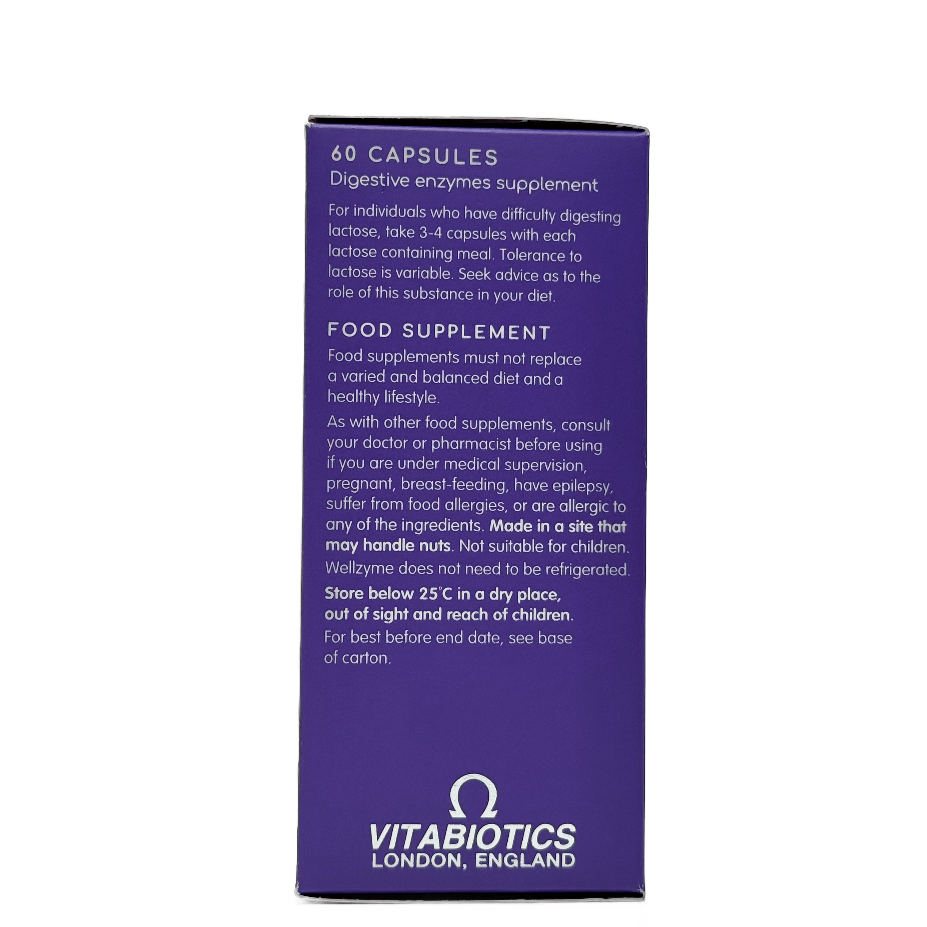 Vitabiotics Wellzyme Digestive Enzymes 60 Capsules  - فيتابيوتكس ويلزايم دايجستف إنزايمز 60 كبسولة