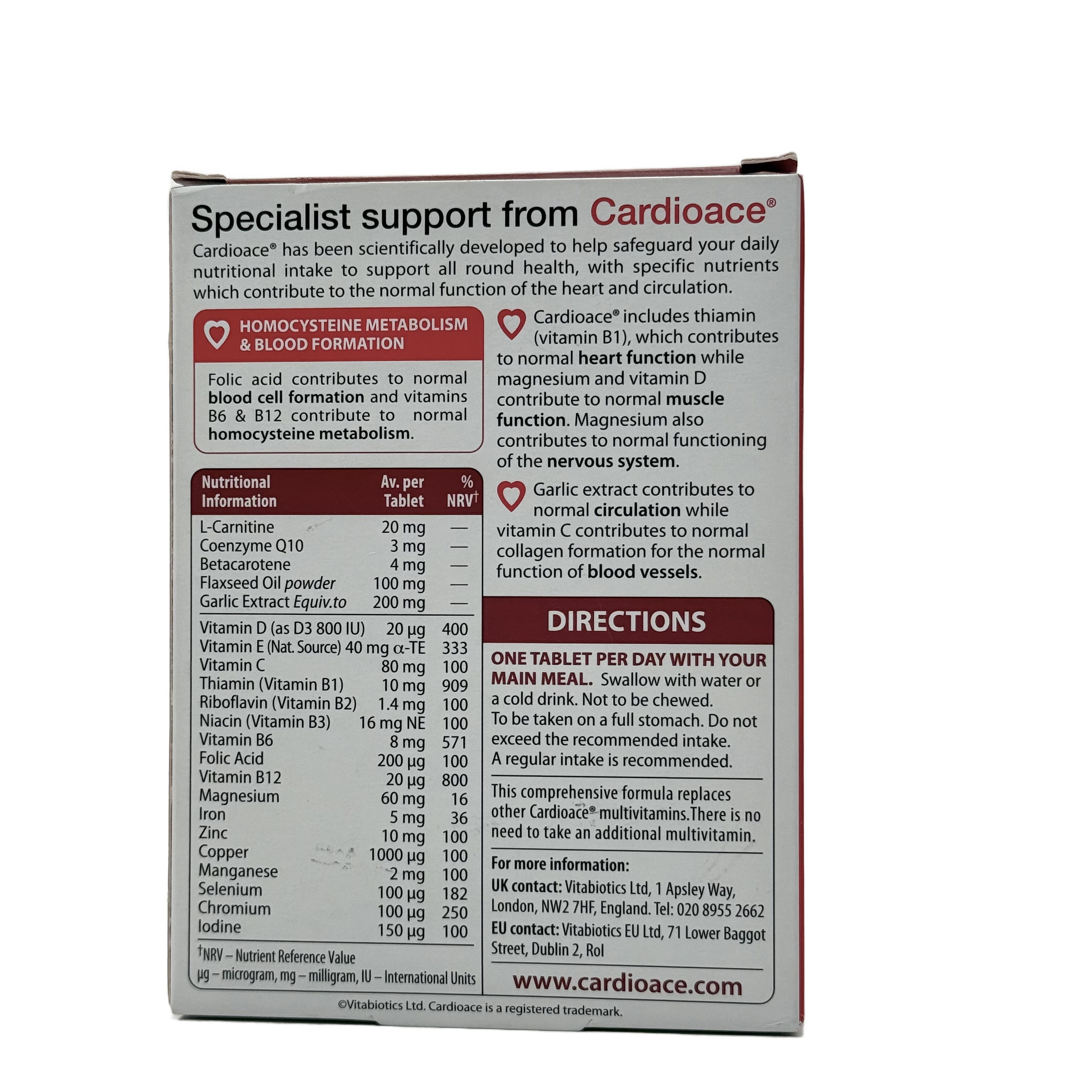 Vitabiotics Cardioace Original 30 Tablets  - فيتابيوتكس كارديو إيس أوريجنال 30 قرص