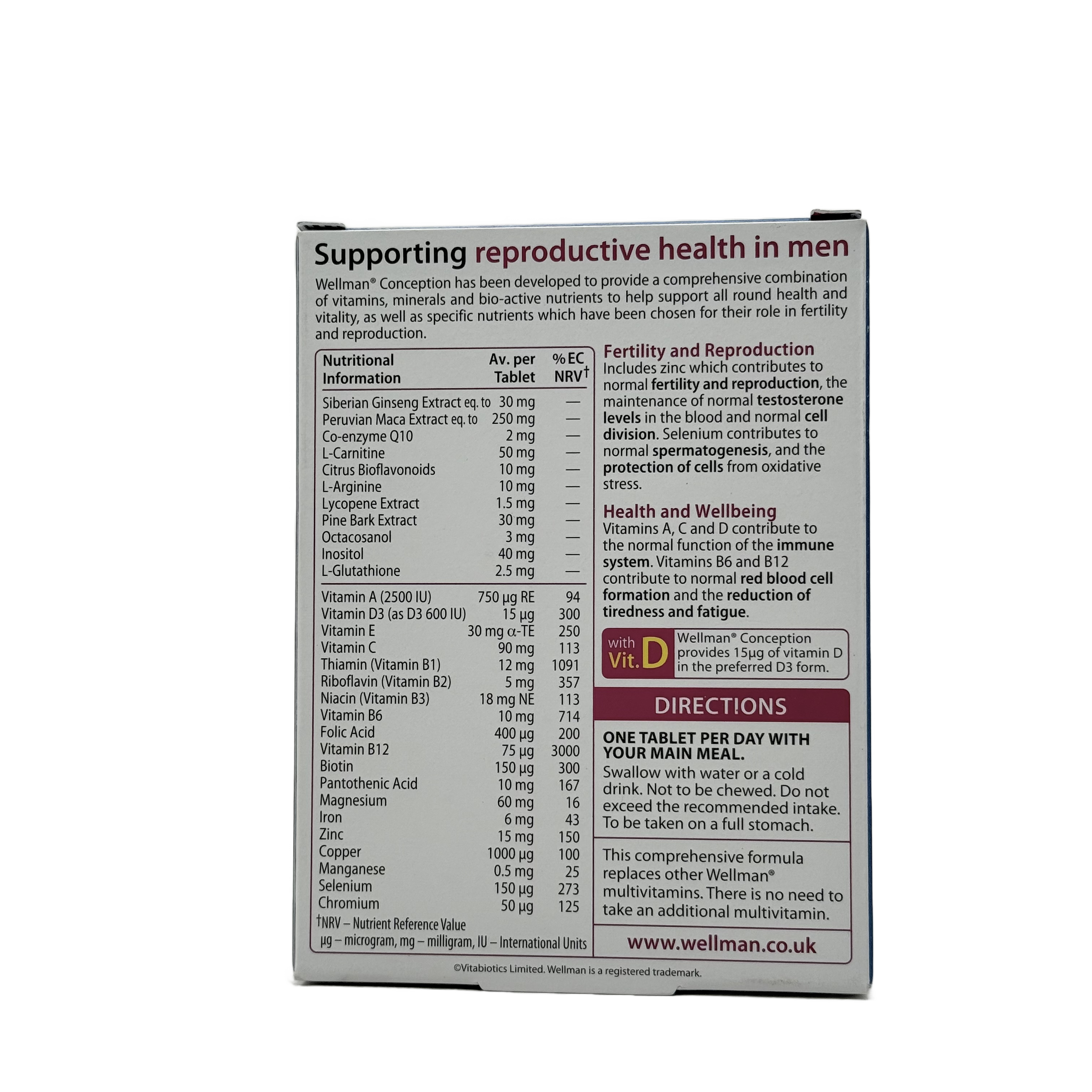 Vitabiotics Wellman Conception 30 Tablets - فيتابيوتكس ويلمان كونسيبشن 30 قرص