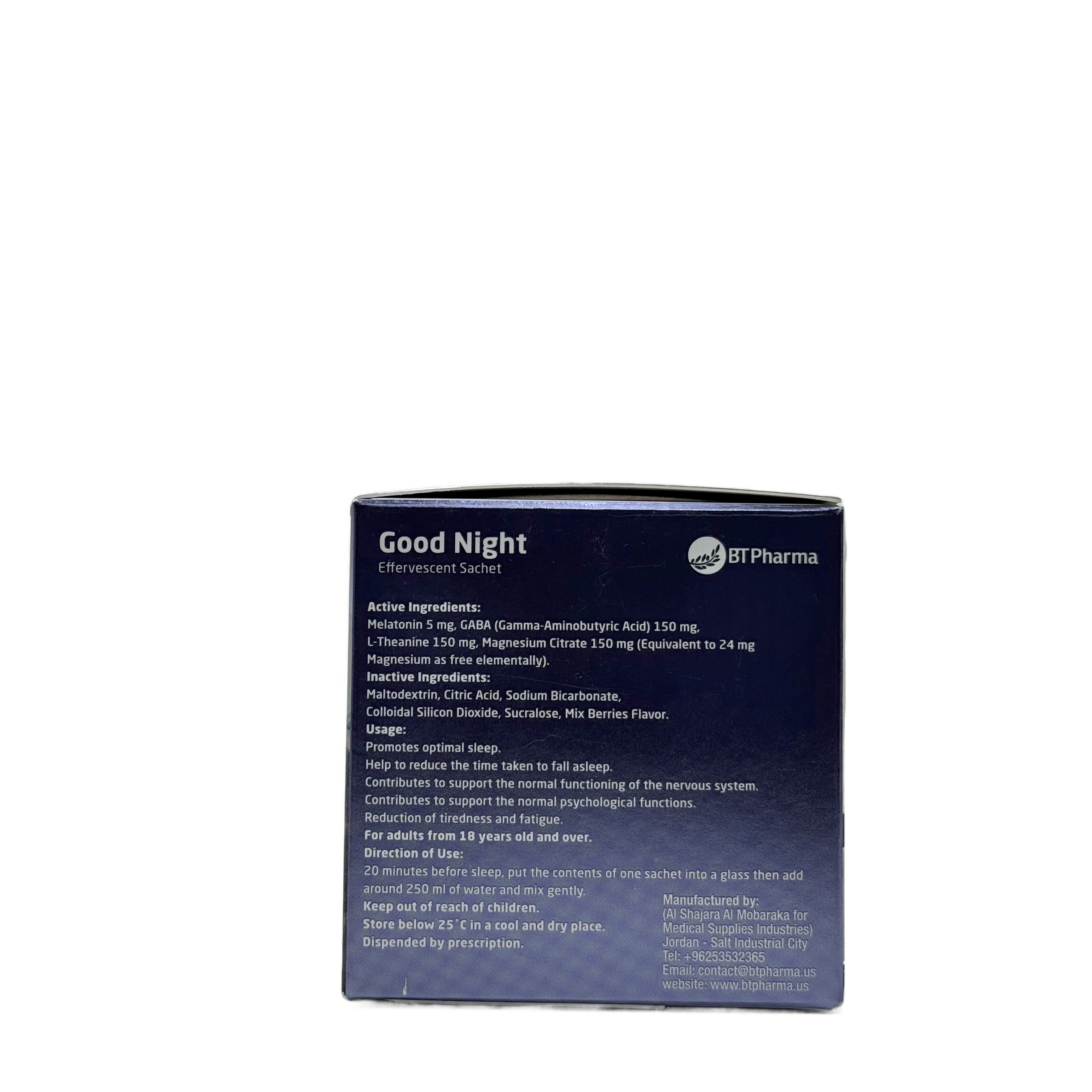 Bt Pharma Good Night 15 Effervescent Sachets  - بي تي فارما جود نايت 15 كيس فوار