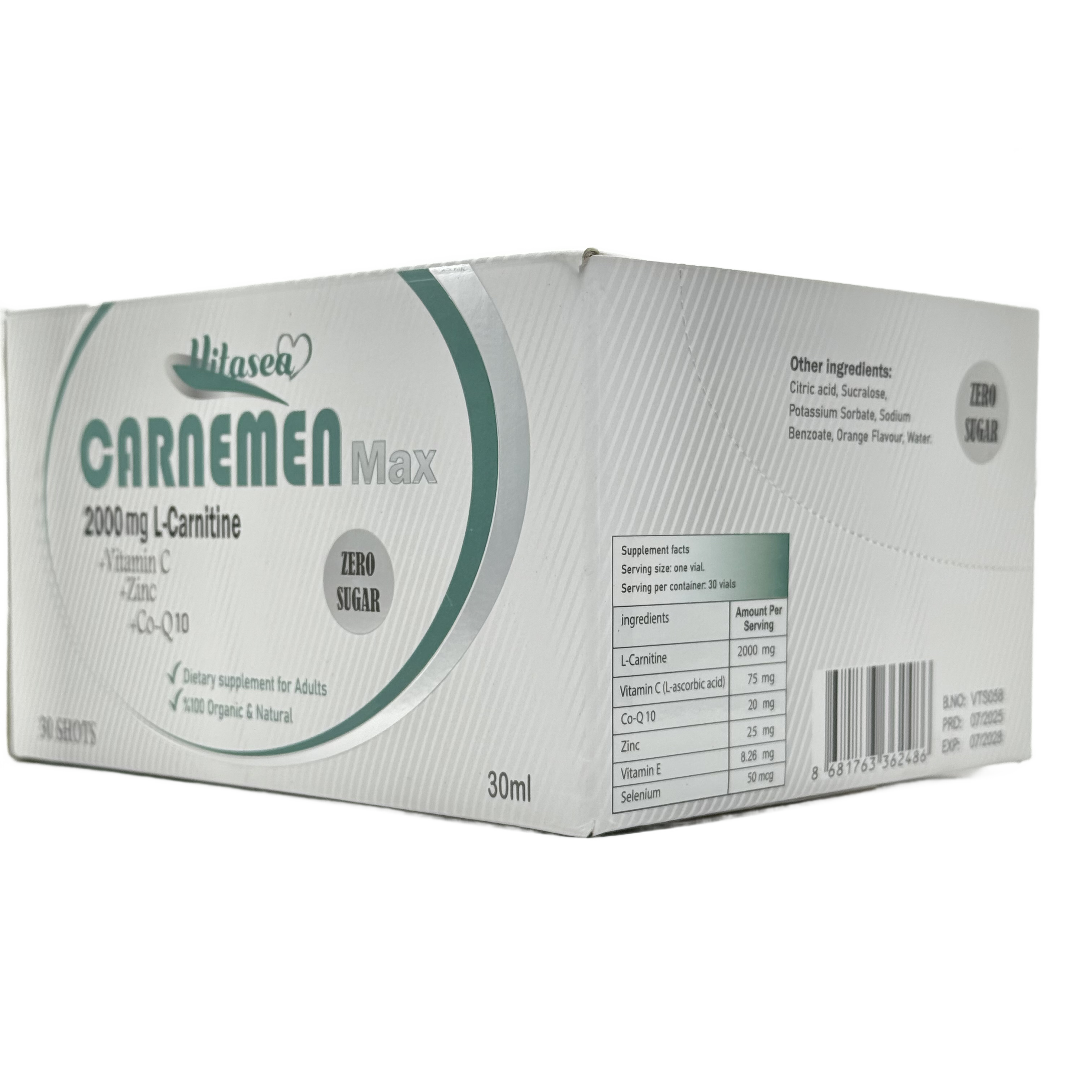Carnemen Max 2000 mg – 30 Ampoules - كارنمين ماكس 2000 ملغ – 30 أمبول شراب