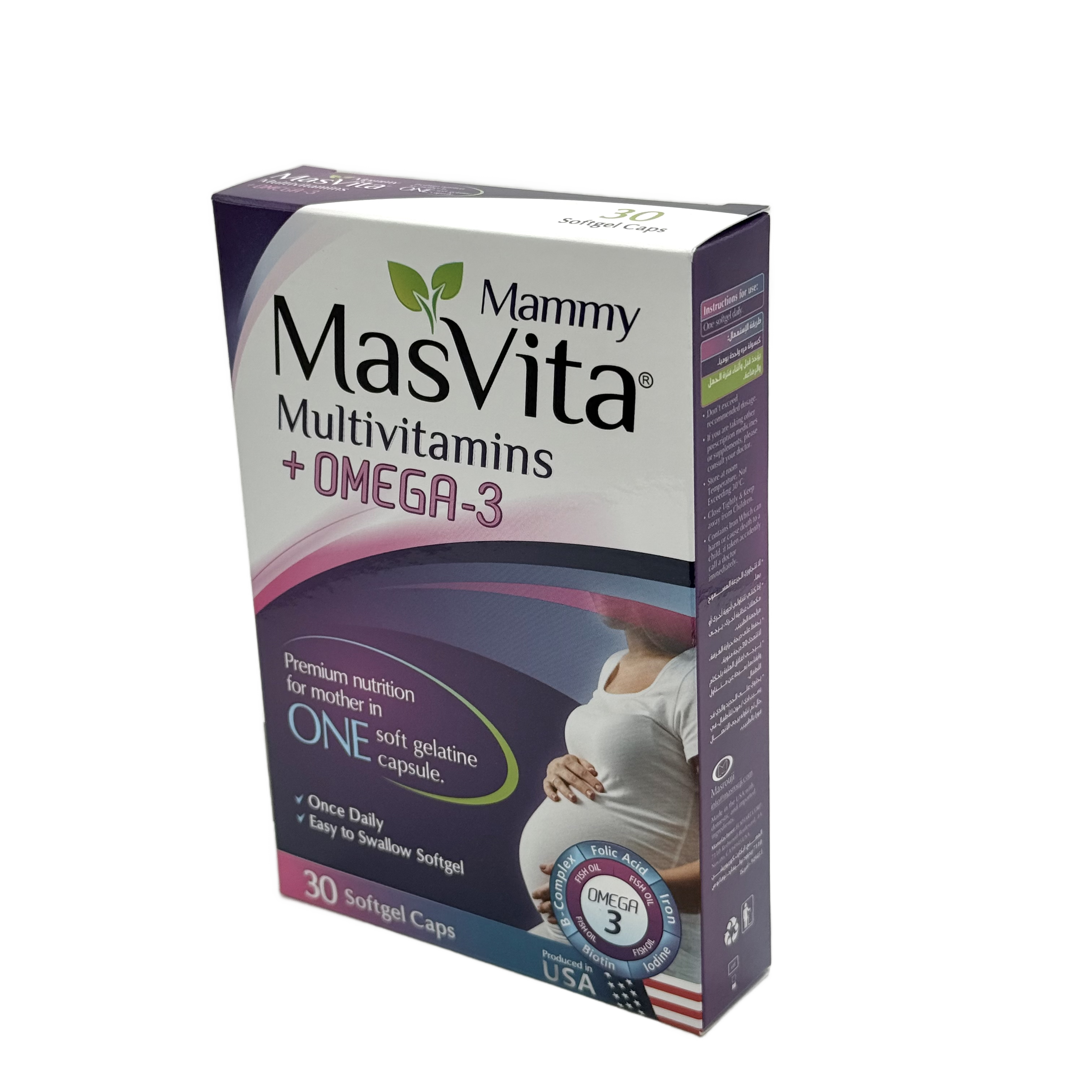 Mammy MasVita Multivitamins + Omega-3 30 Capsules -  مامي ماس فيتا متعدد الفيتامينات + أوميغا-3 30 كبسولة