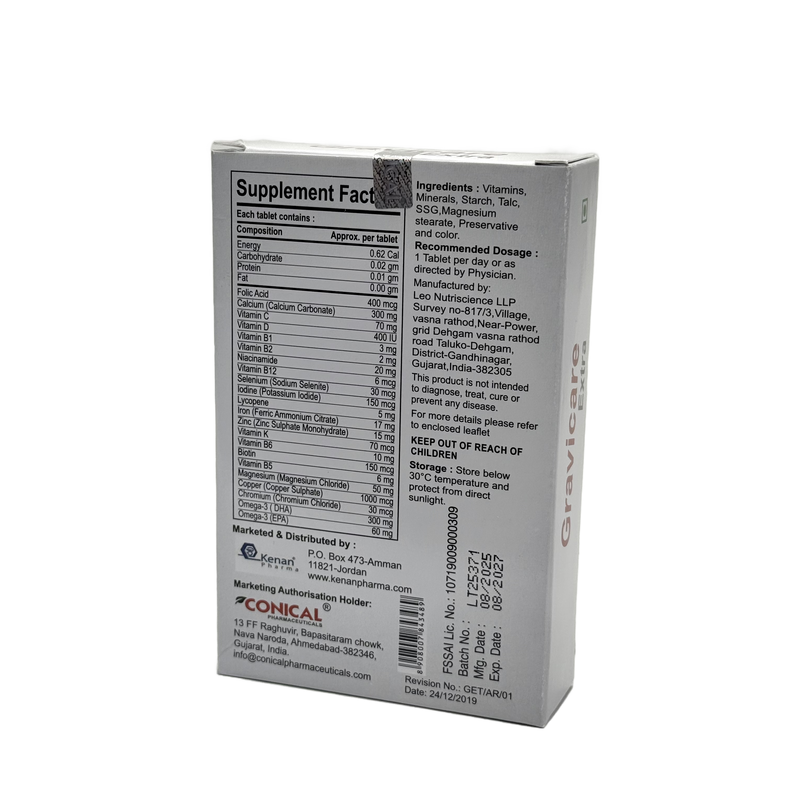 Gravicare Extra Prenatal 30 Tablets - فيتامينات الحمل Gravicare Extra Prenatal 30 Tablets