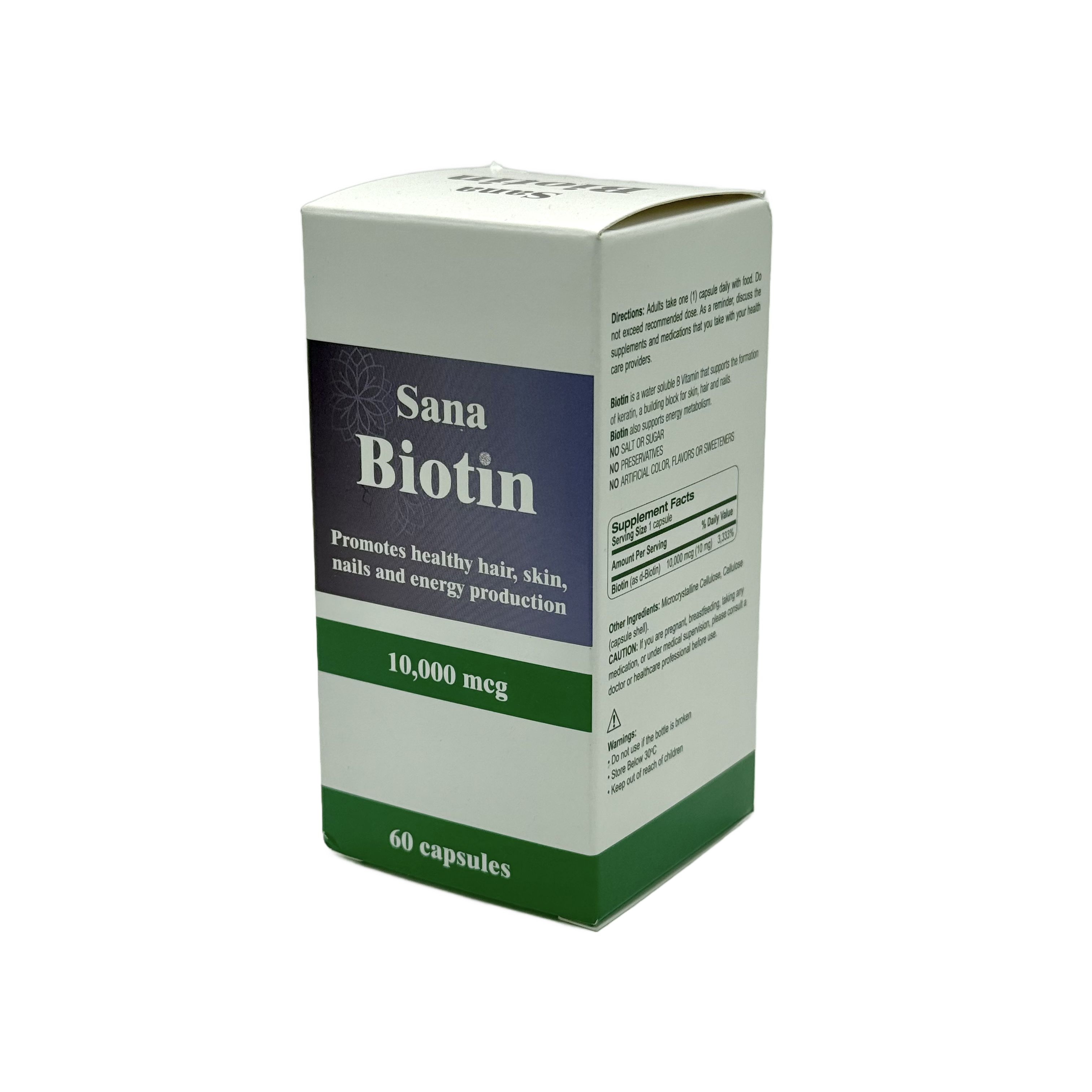 Sana Biotin 10,000mcg 60 Capsules - سانا بيوتين 10000 مكغ 60 كبسولة