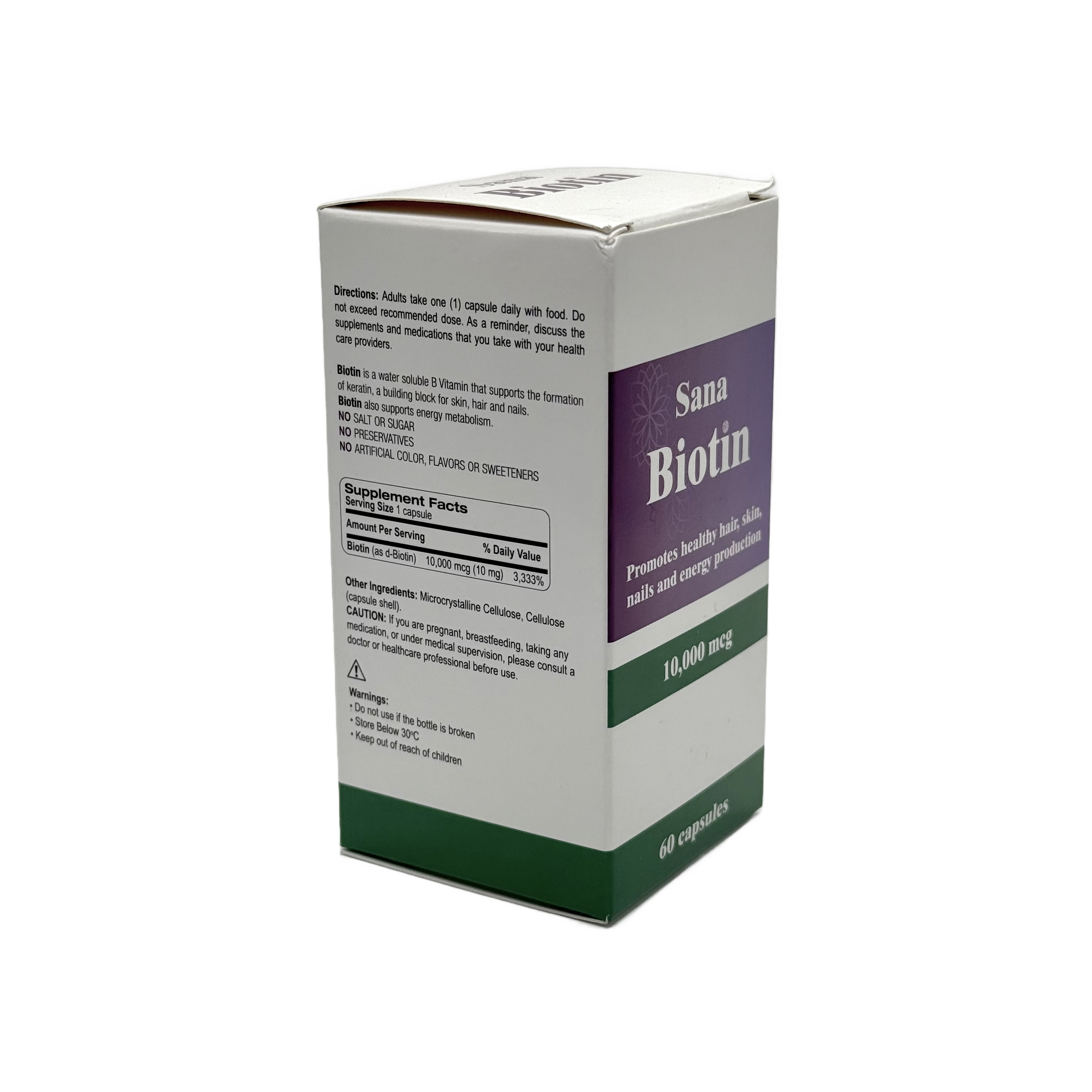 Sana Biotin 10,000mcg 60 Capsules - سانا بيوتين 10000 مكغ 60 كبسولة