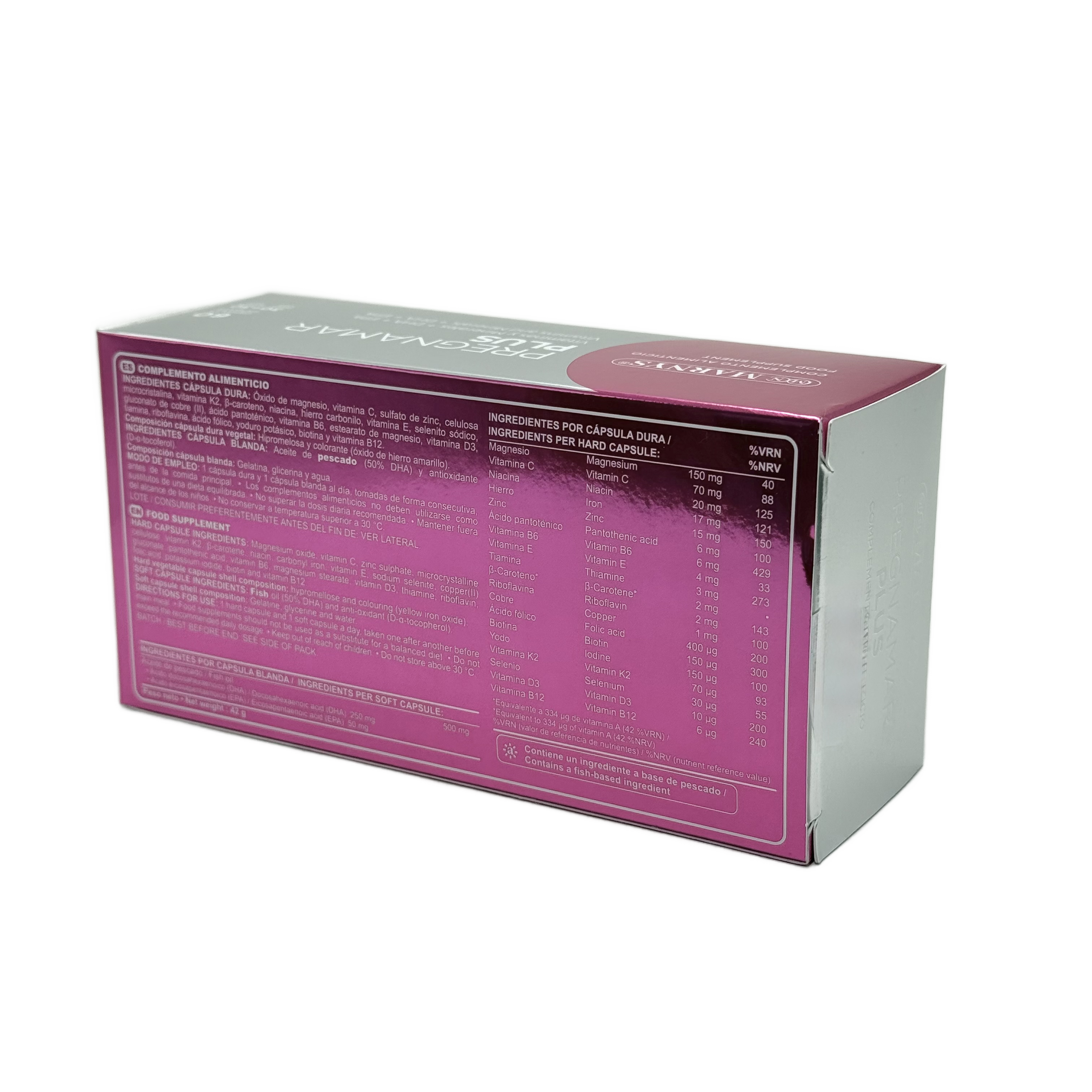 Marnys Pregnamar Plus Pregnancy Vitamins 60 Capsules - مارنيس بريغنامار بلس 60 كبسولة