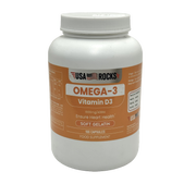 Usa Rocks Omega-3 Vitamin D3 1000mg/400 IU 100 Capsules - يو إس إيه روكس أوميغا-3 فيتامين د3 1000 ملغ/400 وحدة دولية 100 كبسولة