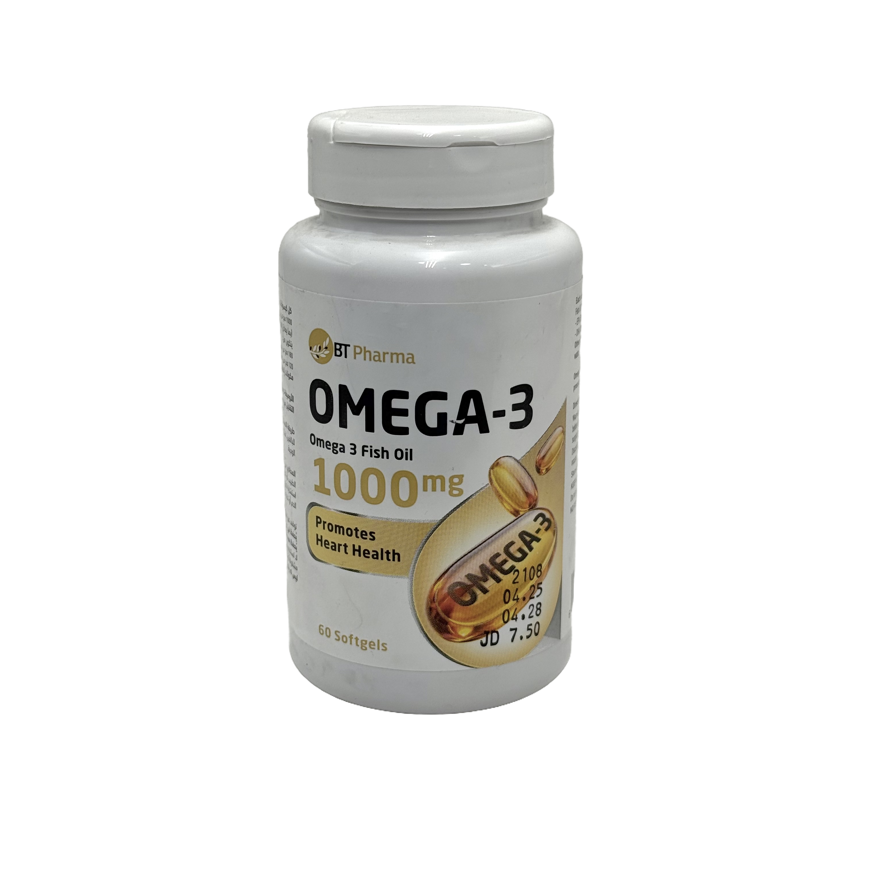 BT Pharma Omega-3 1000mg 60 Softgels - بي تي فارما أوميغا 3 1000 ملغ 60 سوفتجيل