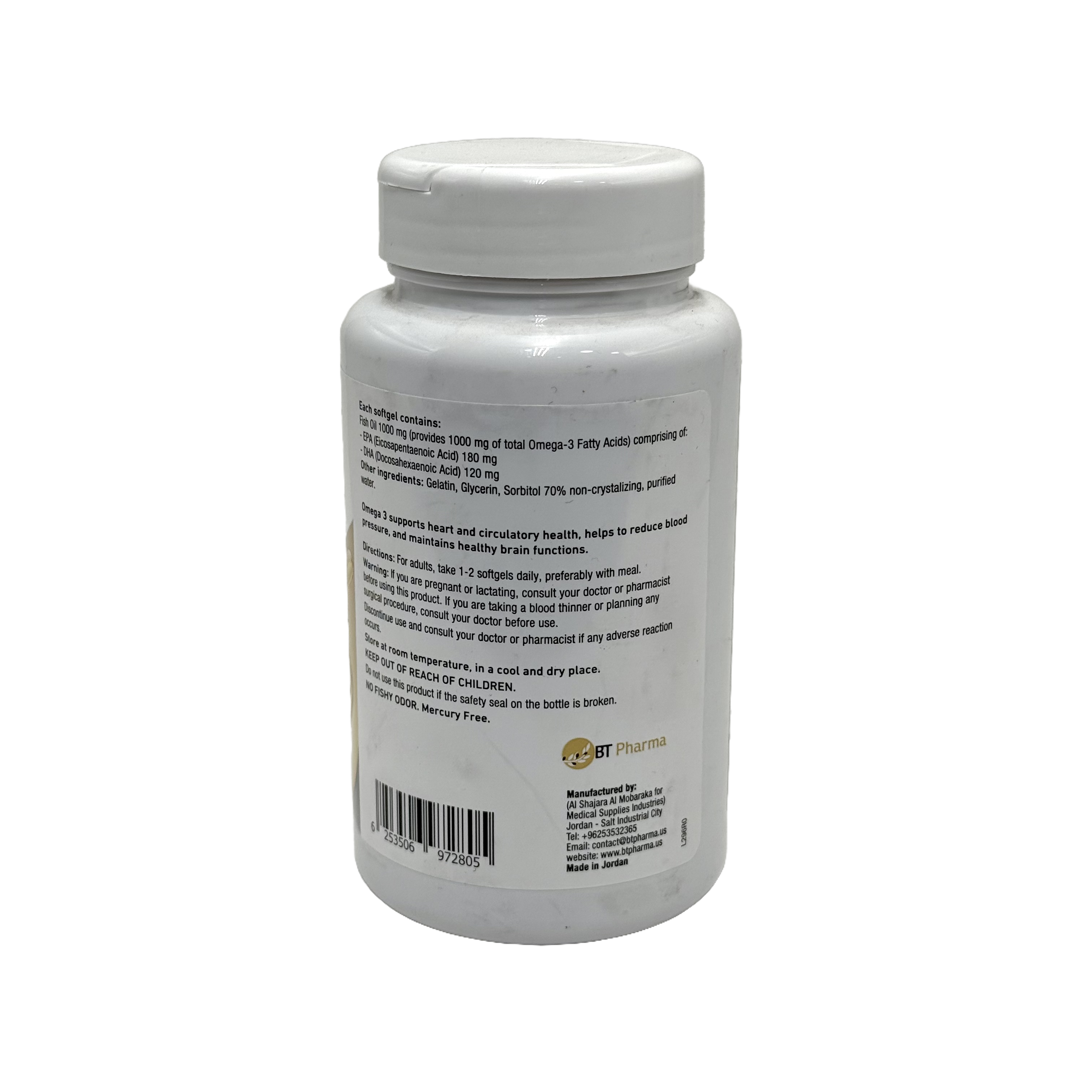 BT Pharma Omega-3 1000mg 60 Softgels - بي تي فارما أوميغا 3 1000 ملغ 60 سوفتجيل