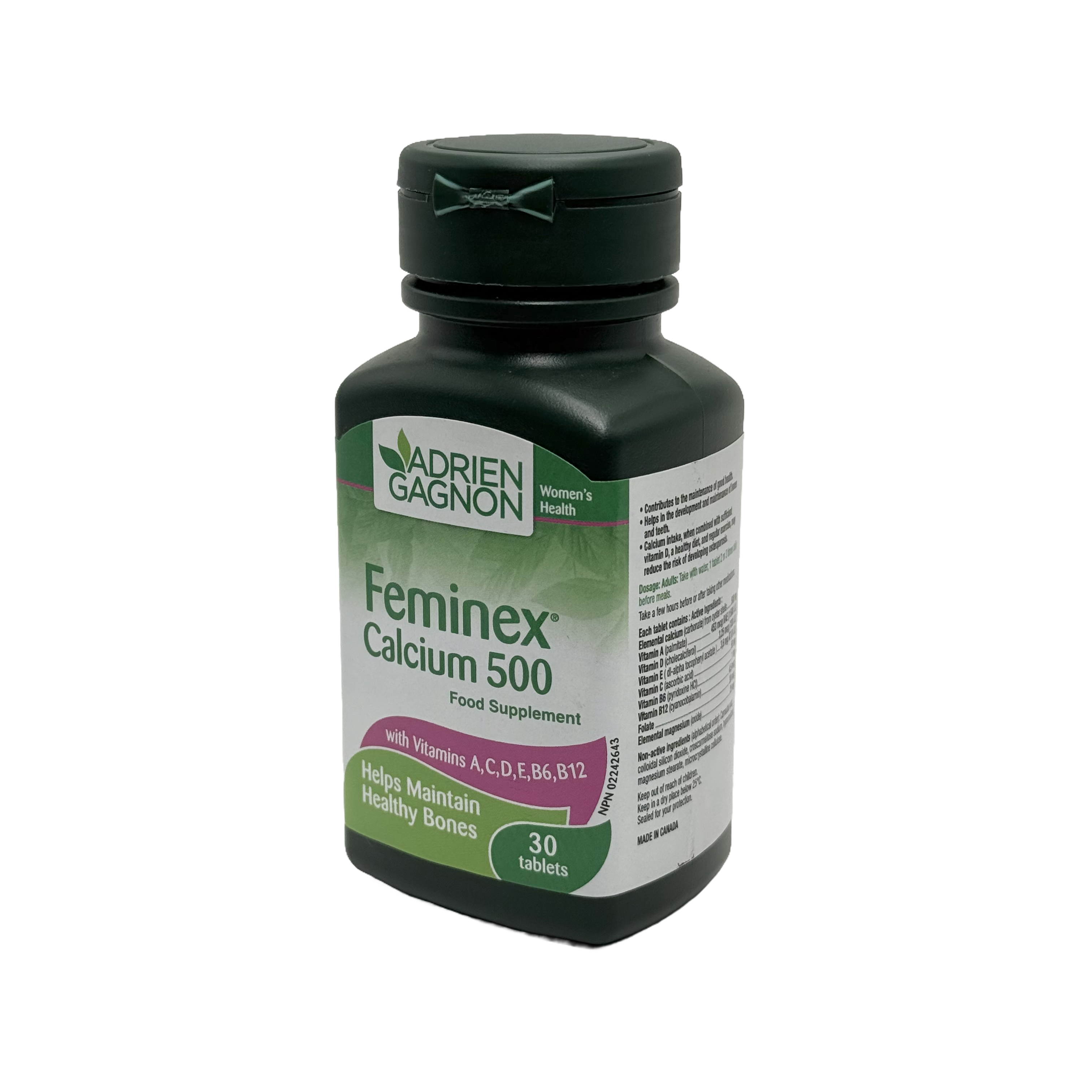 Adrien Gagnon Feminex Calcium 500mg 100 Tablets - أدريان غانيون فيمينكس كالسيوم 500 ملغ 100 قرص