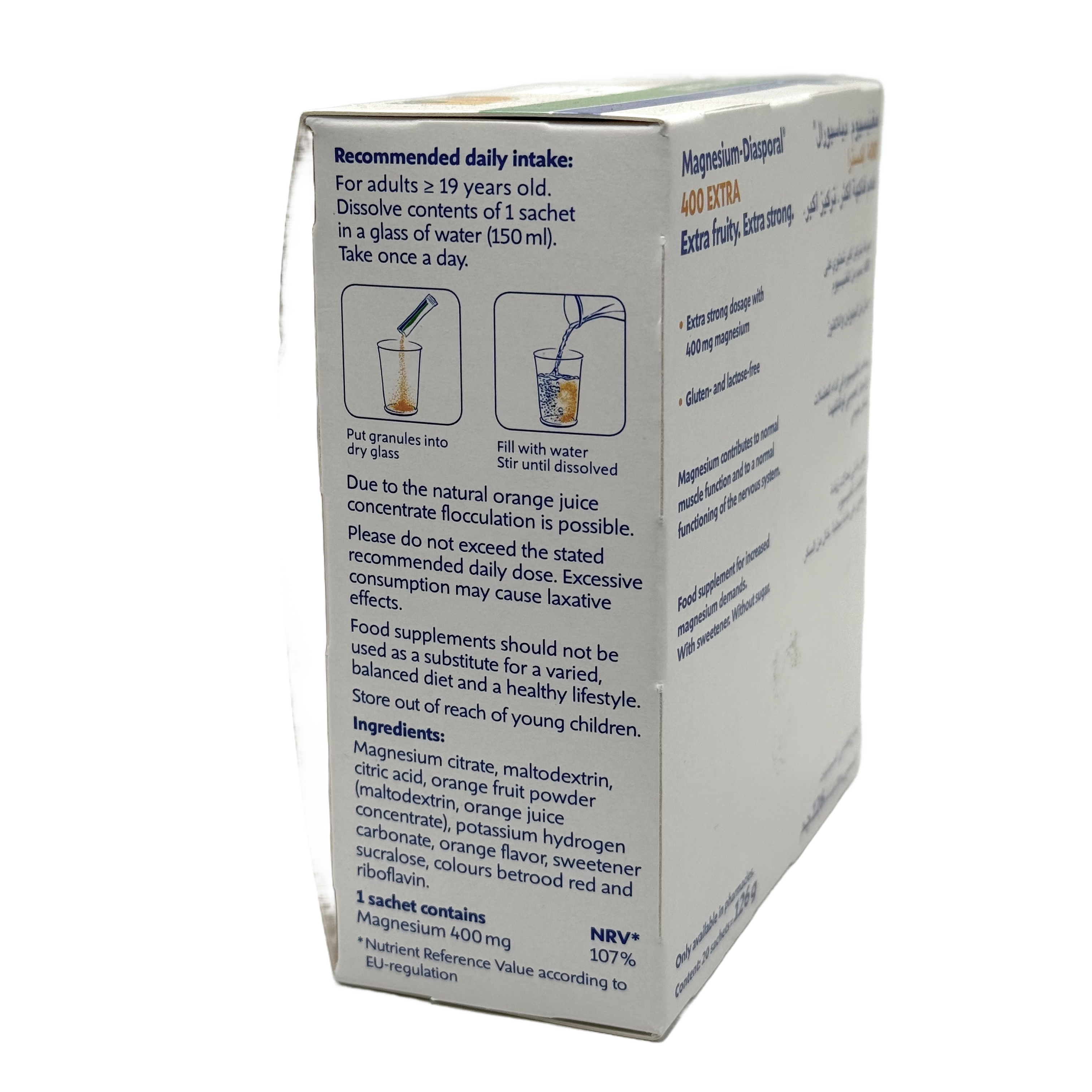 Diasporal Extra Drinkable Magnesium 400mg 20 Sachets - دياسبورال إكسترا ماغنيسيوم ٤٠٠ ملغ ٢٠ كيس