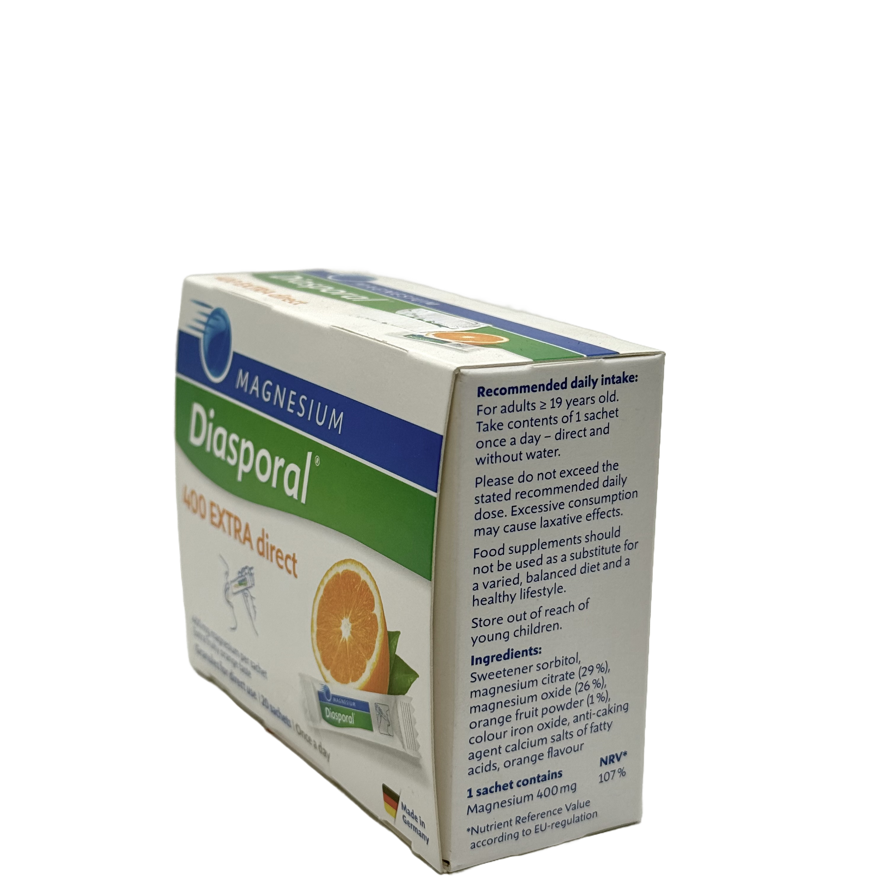 Diasporal Extra Direct Magnesium 400mg 20 Sachets - دياسبورال إكسترا دايركت ماغنيسيوم ٤٠٠ ملغ ٢٠ كيس