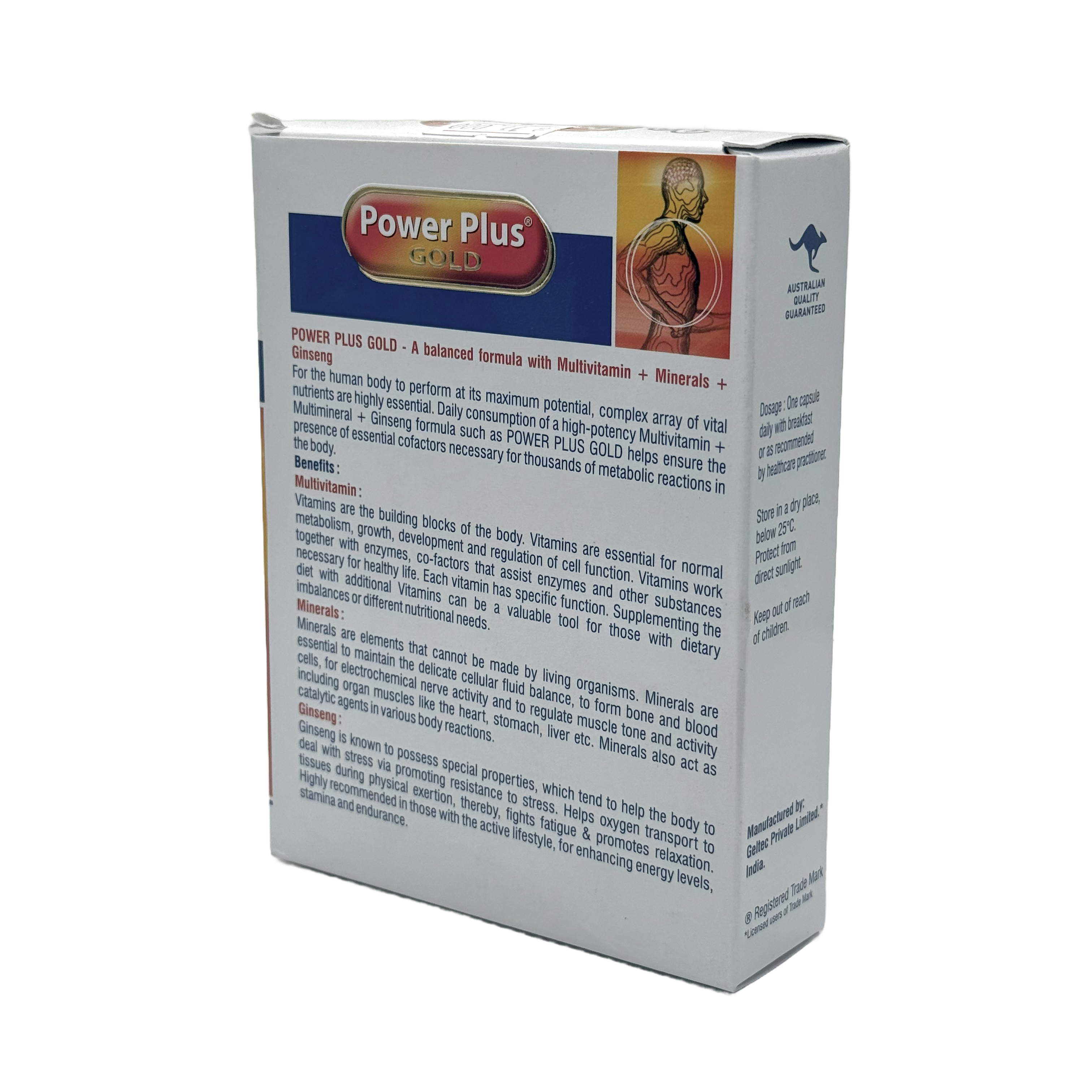 Power Plus Gold Multi Vitamins And Minerals 30 Capsule - باور بلس جولد ملتي فيتامين اند مينيرالز ٣٠ كبسولة
