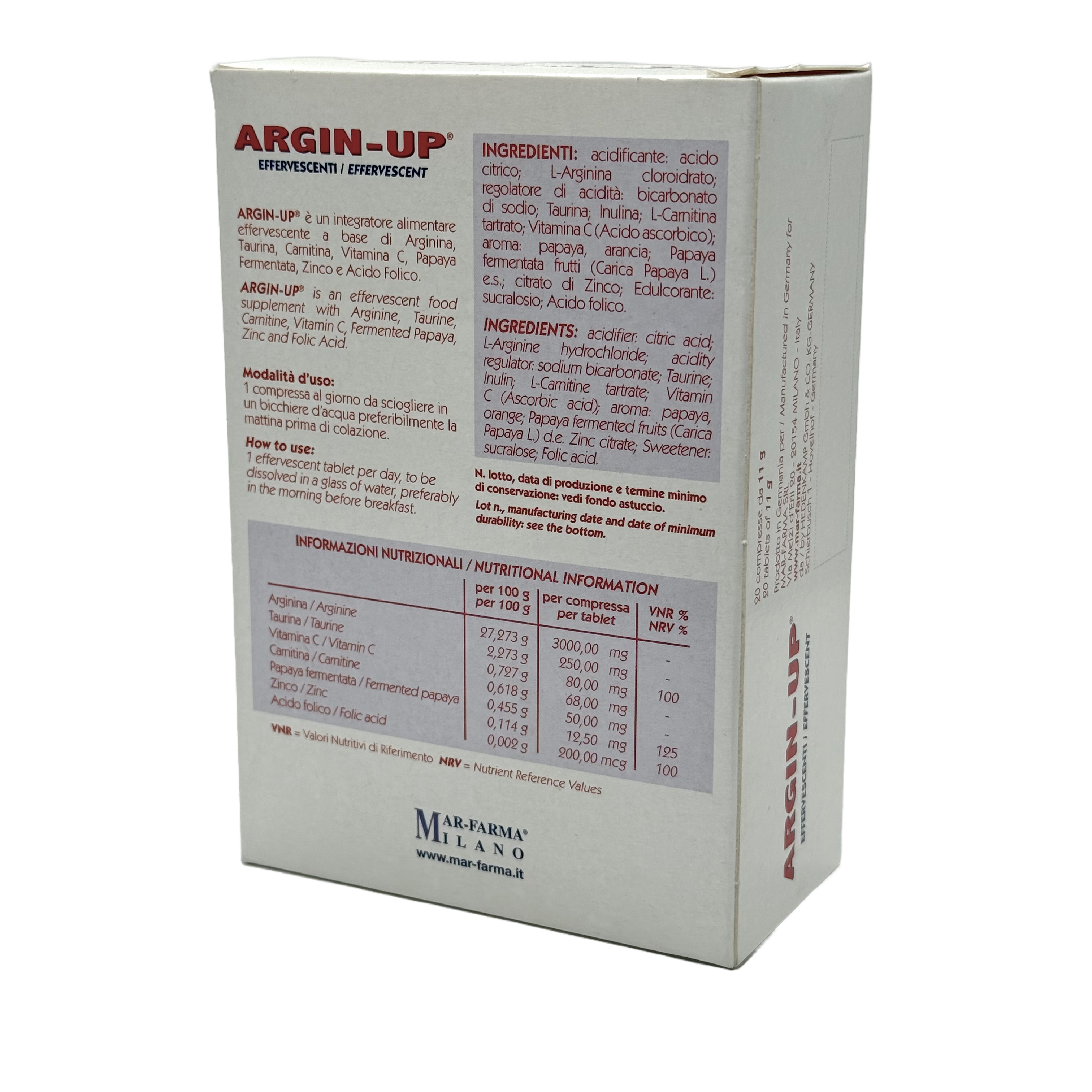 ARGIN-UP 20 EFFERVESCENT Tablets - أرجين أب ٢٠ قرص فوّار