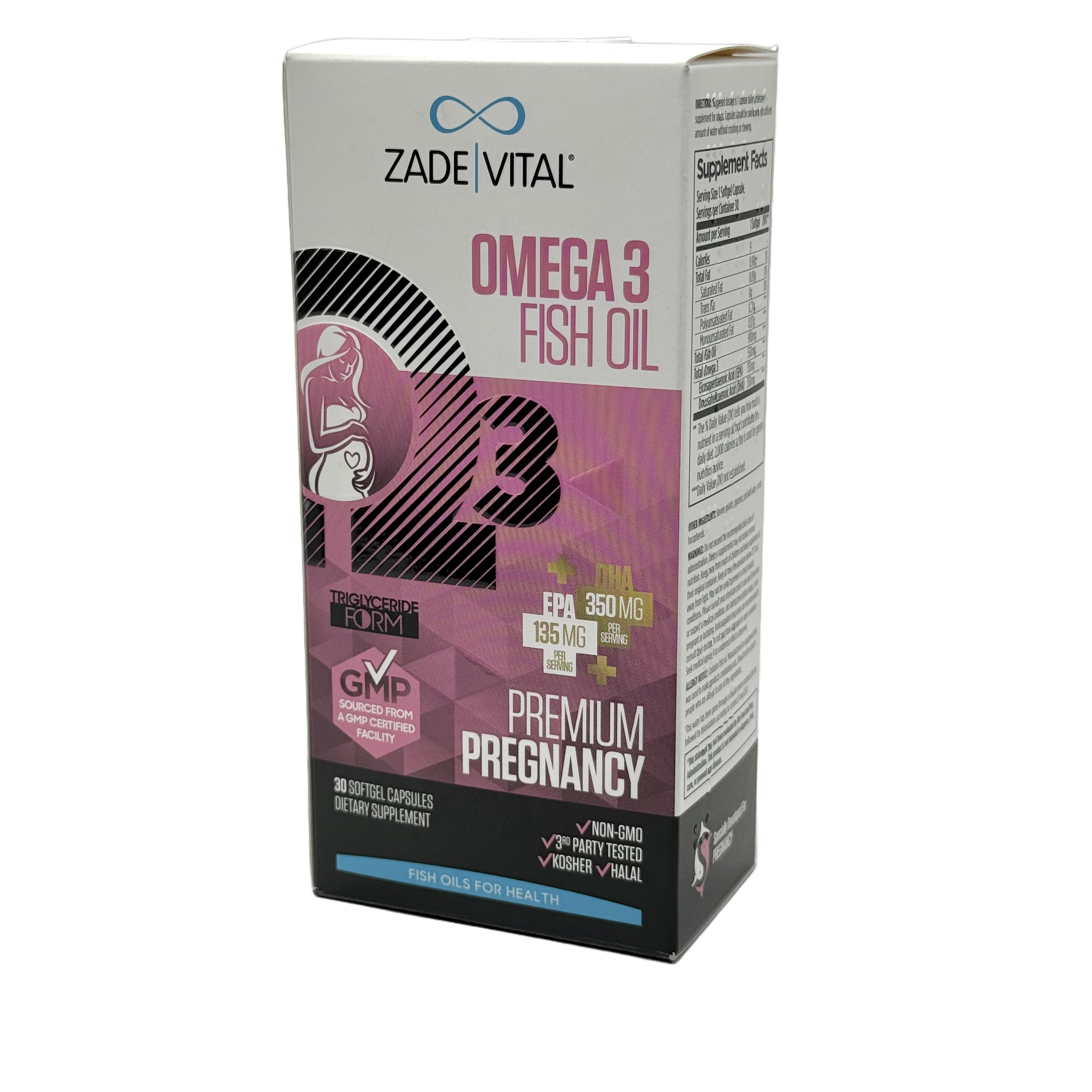 Zade Vital Omega 3 Premium Pregnancy 30 Capsules - زادا فيتال أوميغا 3 بريميوم للحامل 30 كبسولة