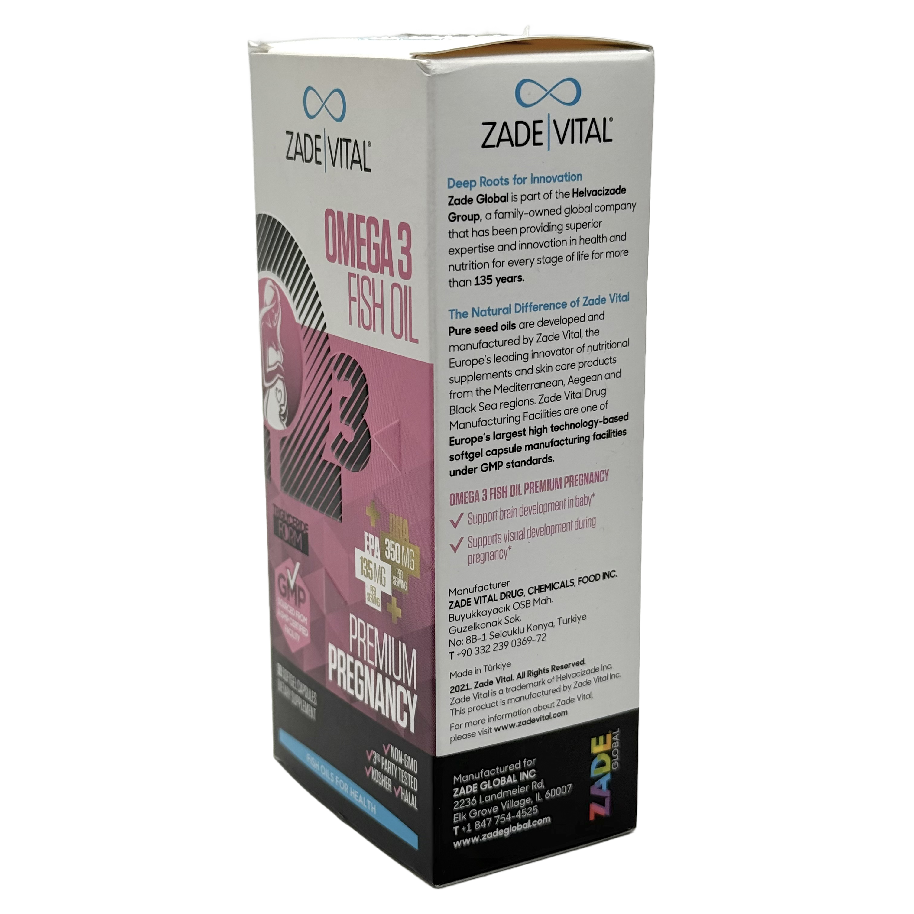Zade Vital Omega 3 Premium Pregnancy 30 Capsules - زادا فيتال أوميغا 3 بريميوم للحامل 30 كبسولة