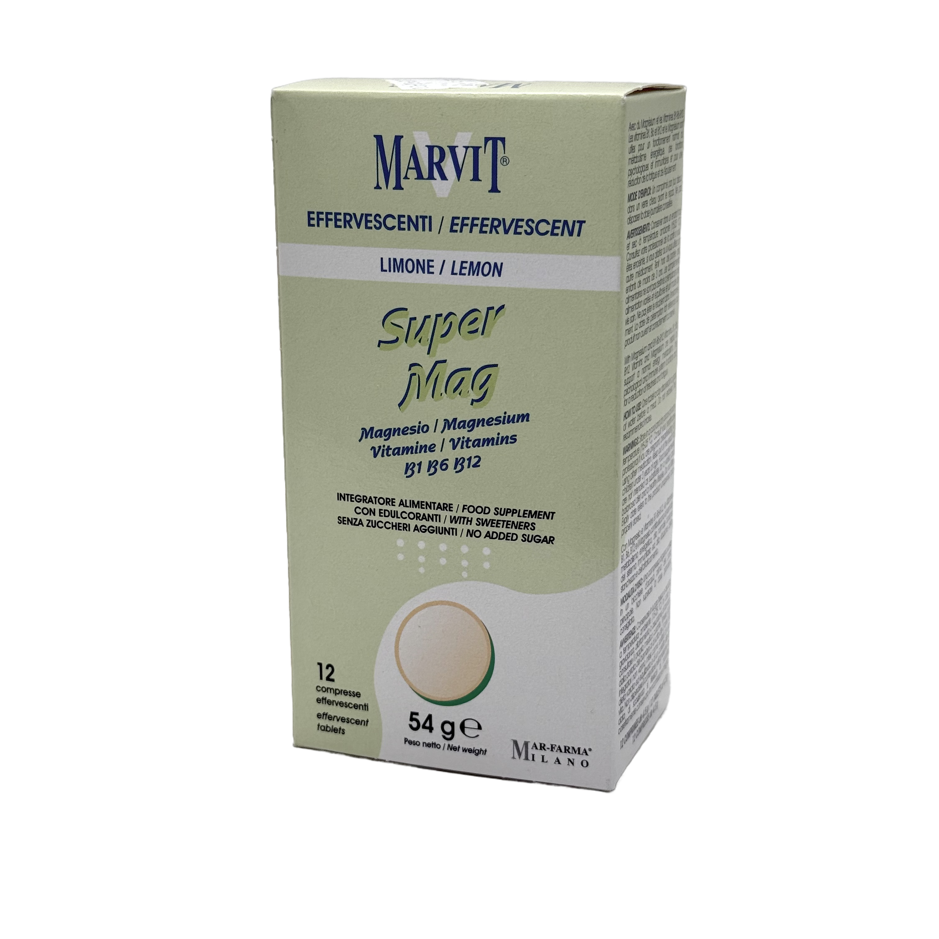 Marvit Super Mag 12 Effervescent Tablets - مارفيت سوبر ماغ 12 قرص فوار