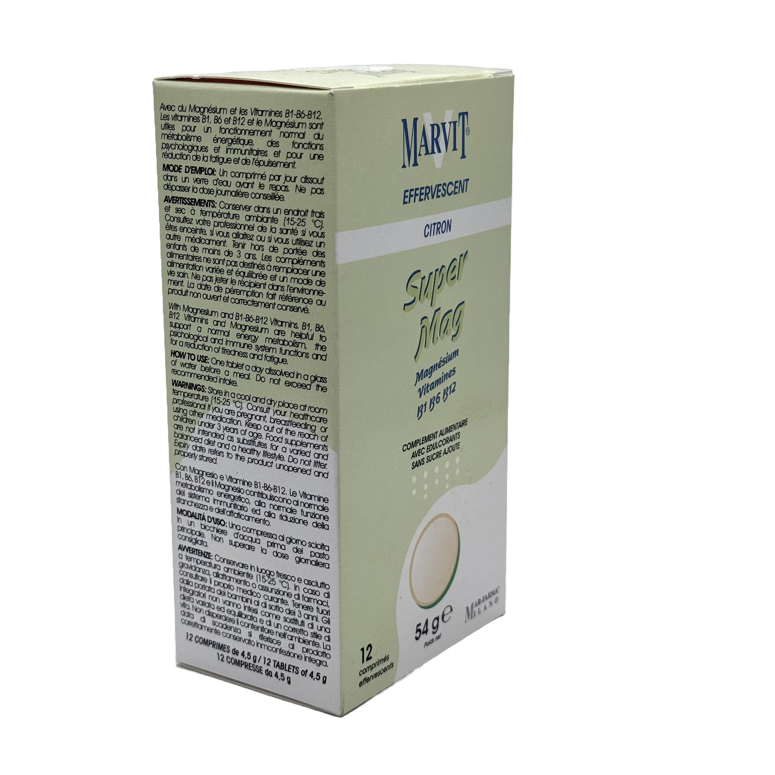 Marvit Super Mag 12 Effervescent Tablets - مارفيت سوبر ماغ 12 قرص فوار