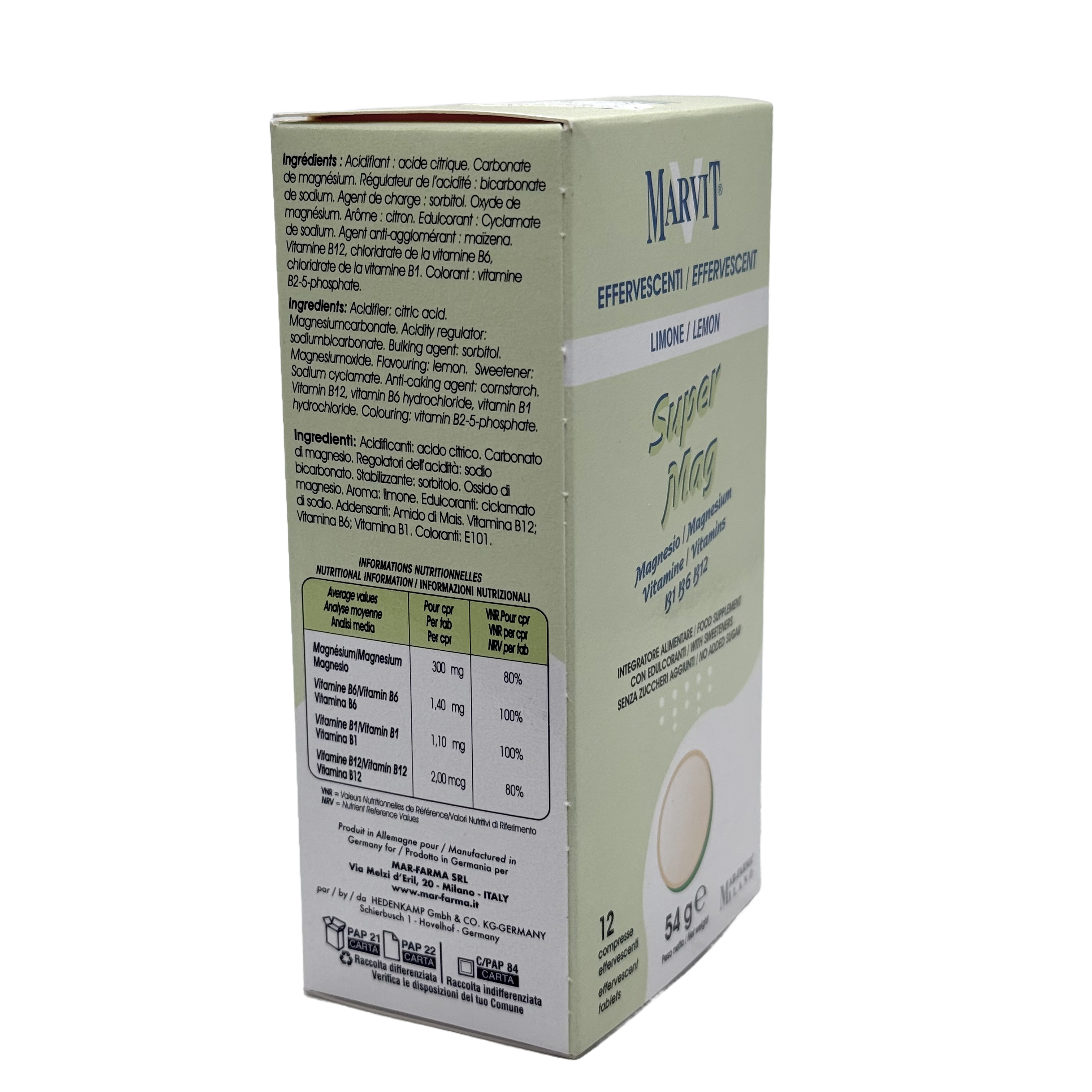 Marvit Super Mag 12 Effervescent Tablets - مارفيت سوبر ماغ 12 قرص فوار