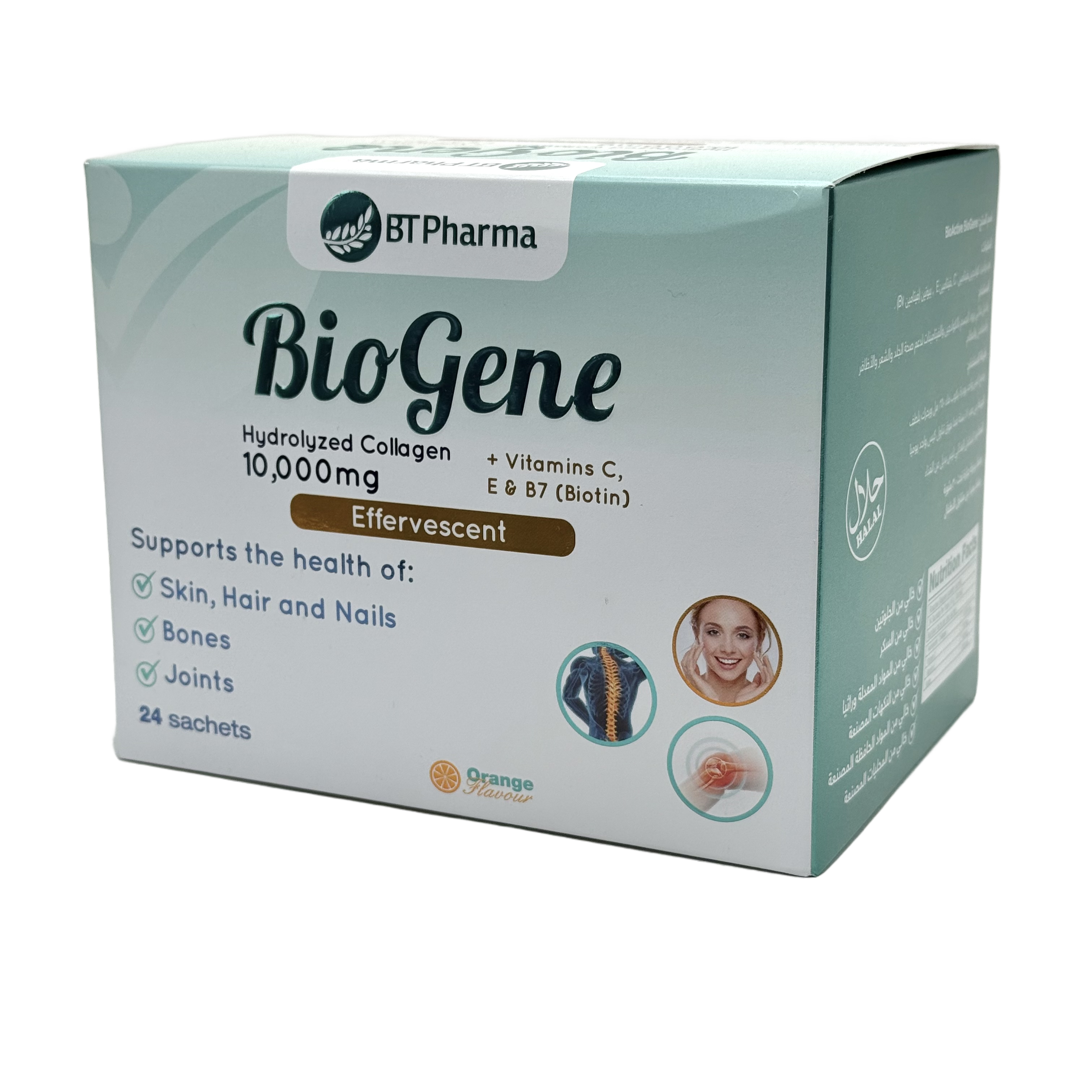 Bt Pharma Biogene Collagen 10,000 mg 24 Effervescent Sachets بي تي فارما بيوجين كولاجين 10000 ملغ 24 كيس فوار