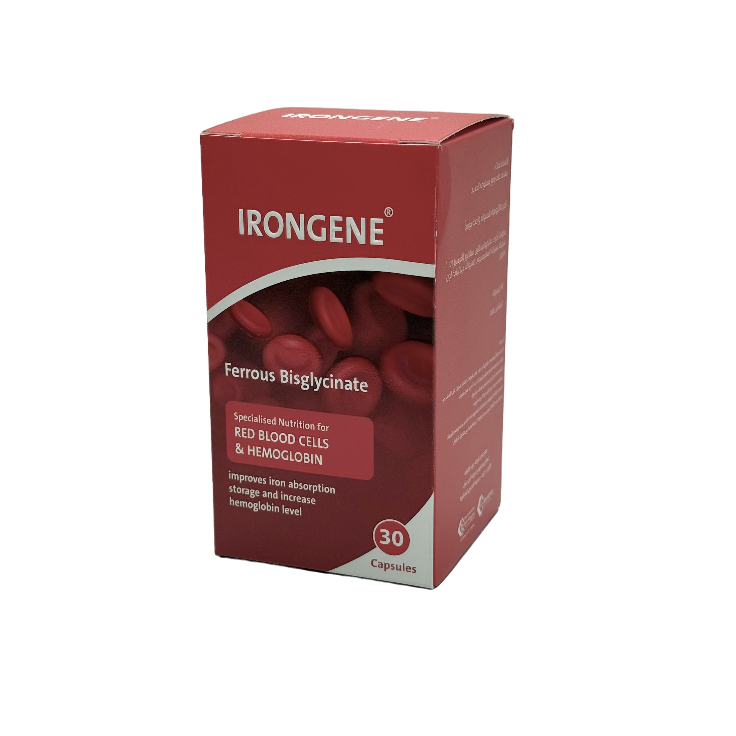 Irongene Ferrous Bisglycinate 30 Capsules - ايرونجين فيروس بيسجليسينات 30 كبسولة
