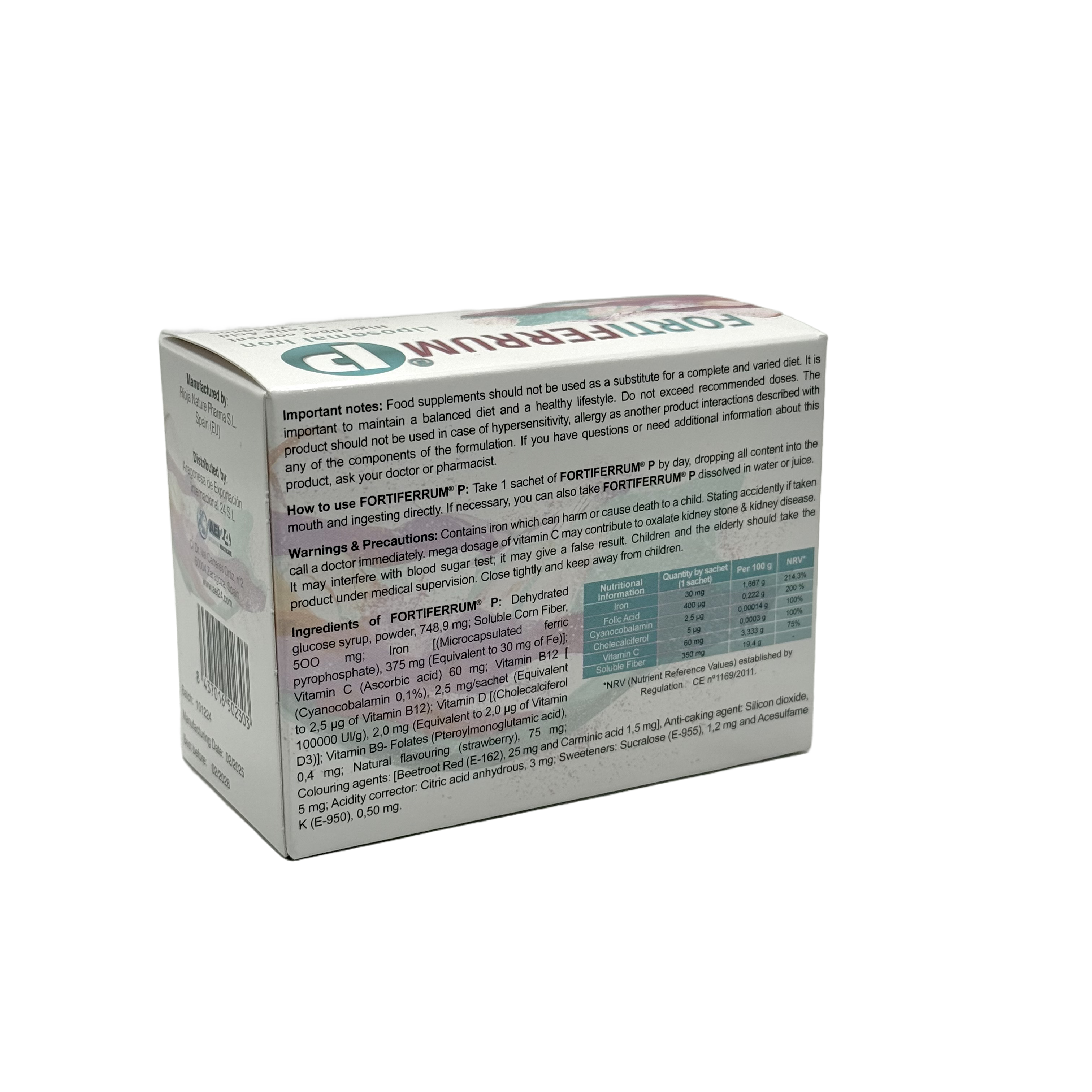 Fortiferrum P Liposomal Iron Strawberry 30 Sachets - فورتي فيروم بي ليبوزومال آيرون بنكهة الفراولة 30 كيس